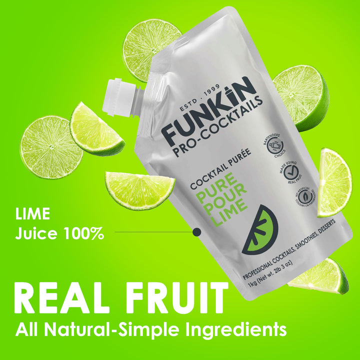 Funkin Pro Pure Lime Juice for Cocktails, Cooking & Baking, Real Fruit Juice