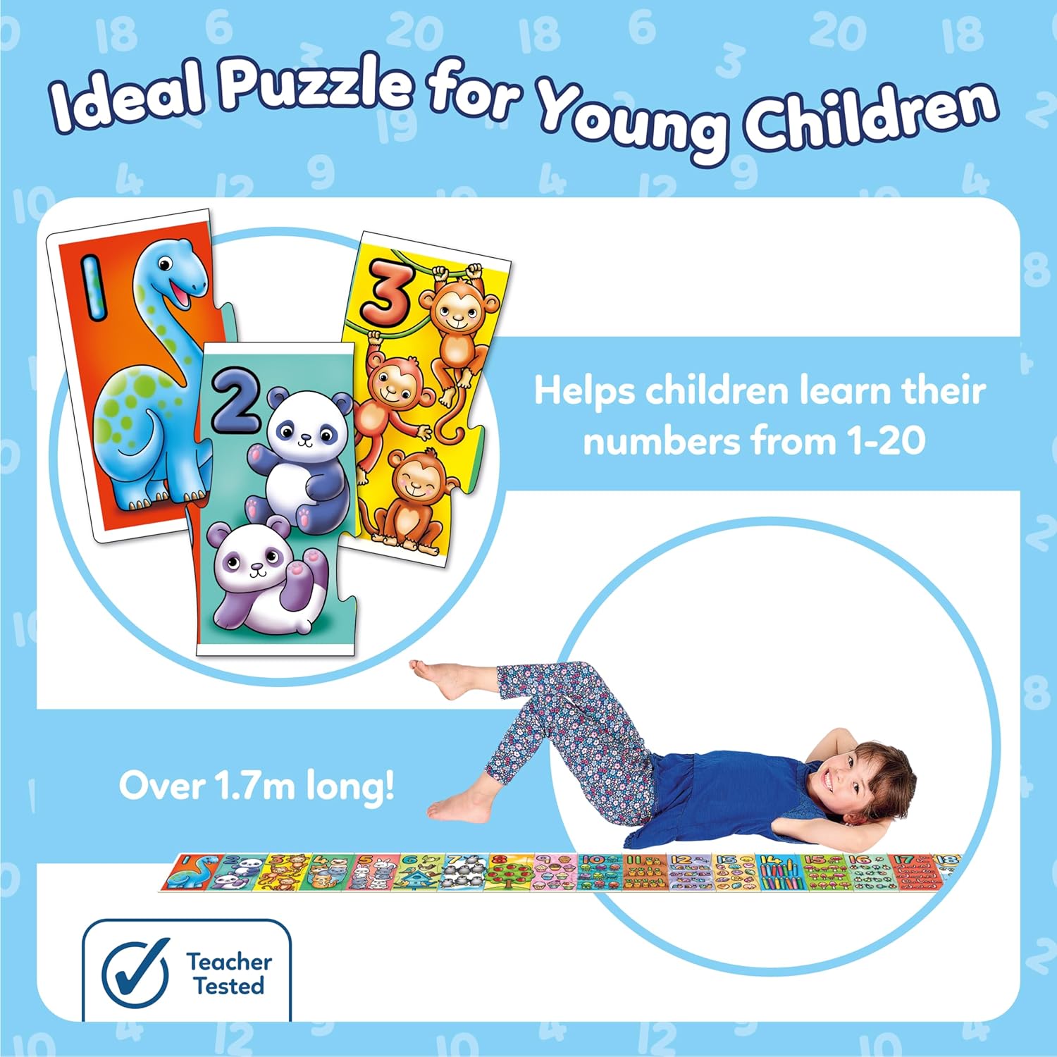 Orchard Toys Giant Number Puzzle - Educational 1-20 Jigsaw for Kids Ages 3+ 5