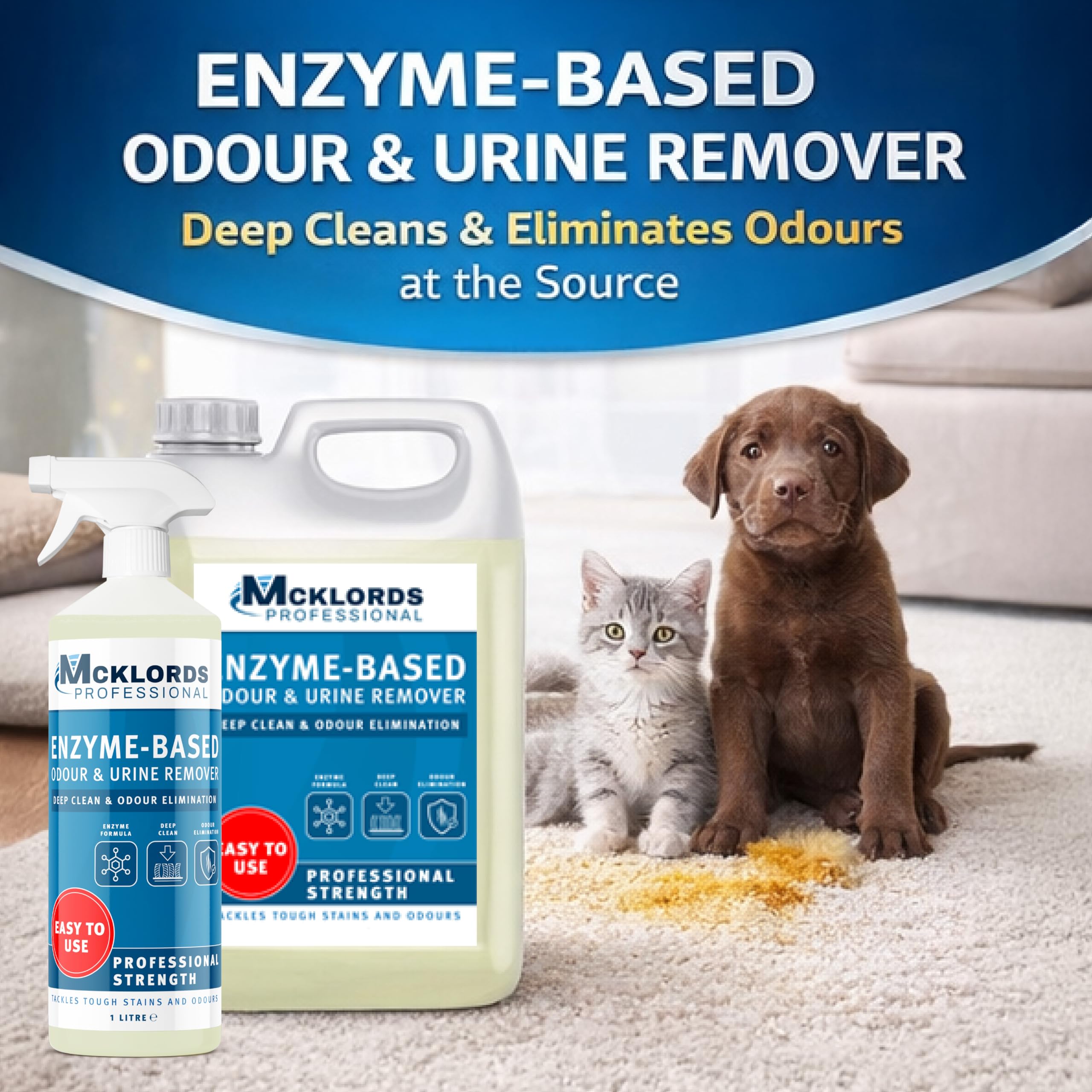 McKlords Professional Enzyme Cleaner - 1L Liquid for Carpet & Upholstery Stain Removal 7
