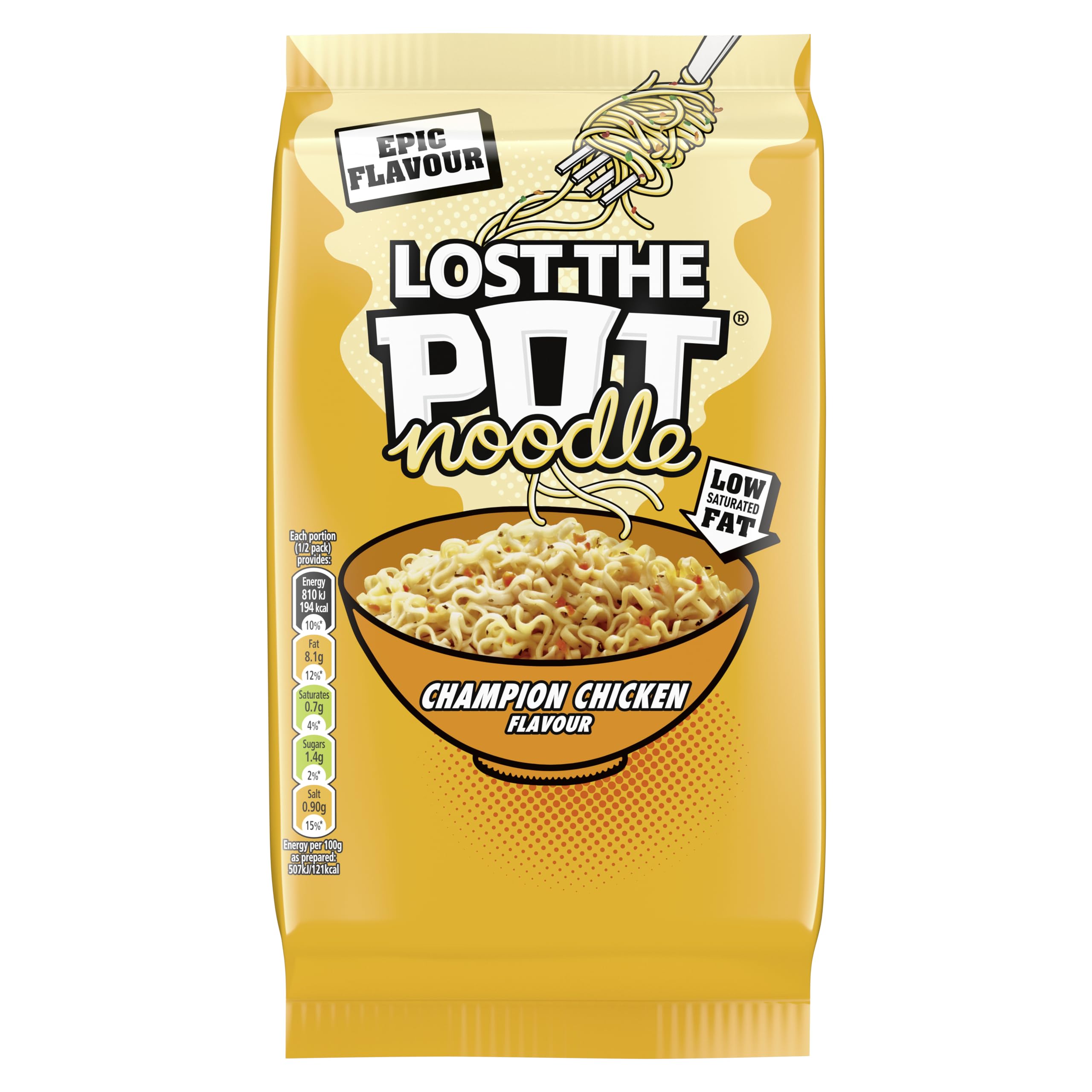 Unilever Pot Noodle Lost The Pot Champion Chicken Instant Noodles - 16 Pack (85g Each) | Low Saturated Fat 2