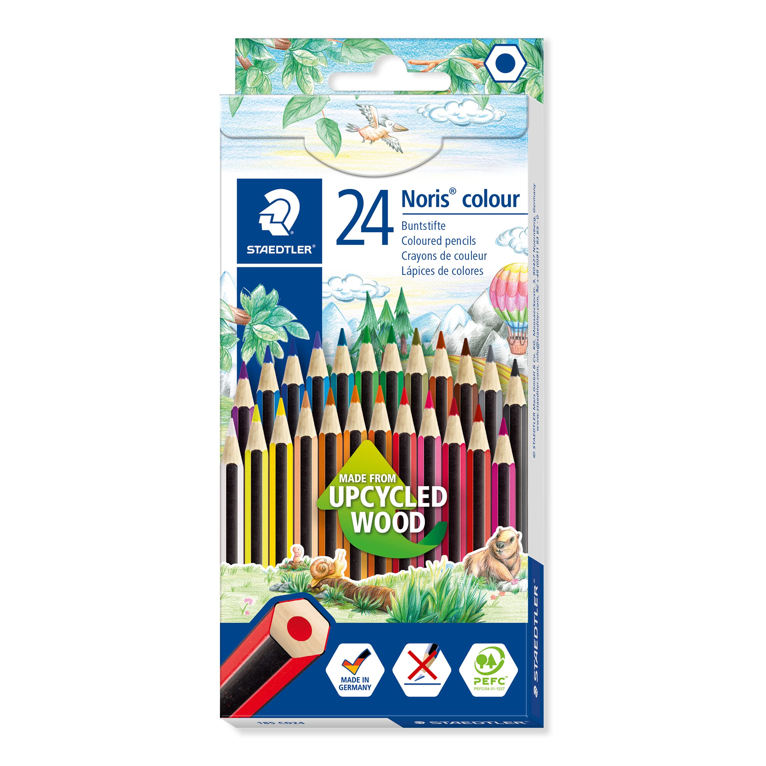 STAEDTLER Coloured Pencils - Noris Colour - Hexagonal - 24 Assorted Colours - Pack of 24-185 CD24