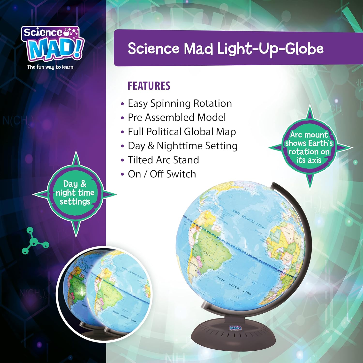 Science Mad SM53 Light up Globe 4