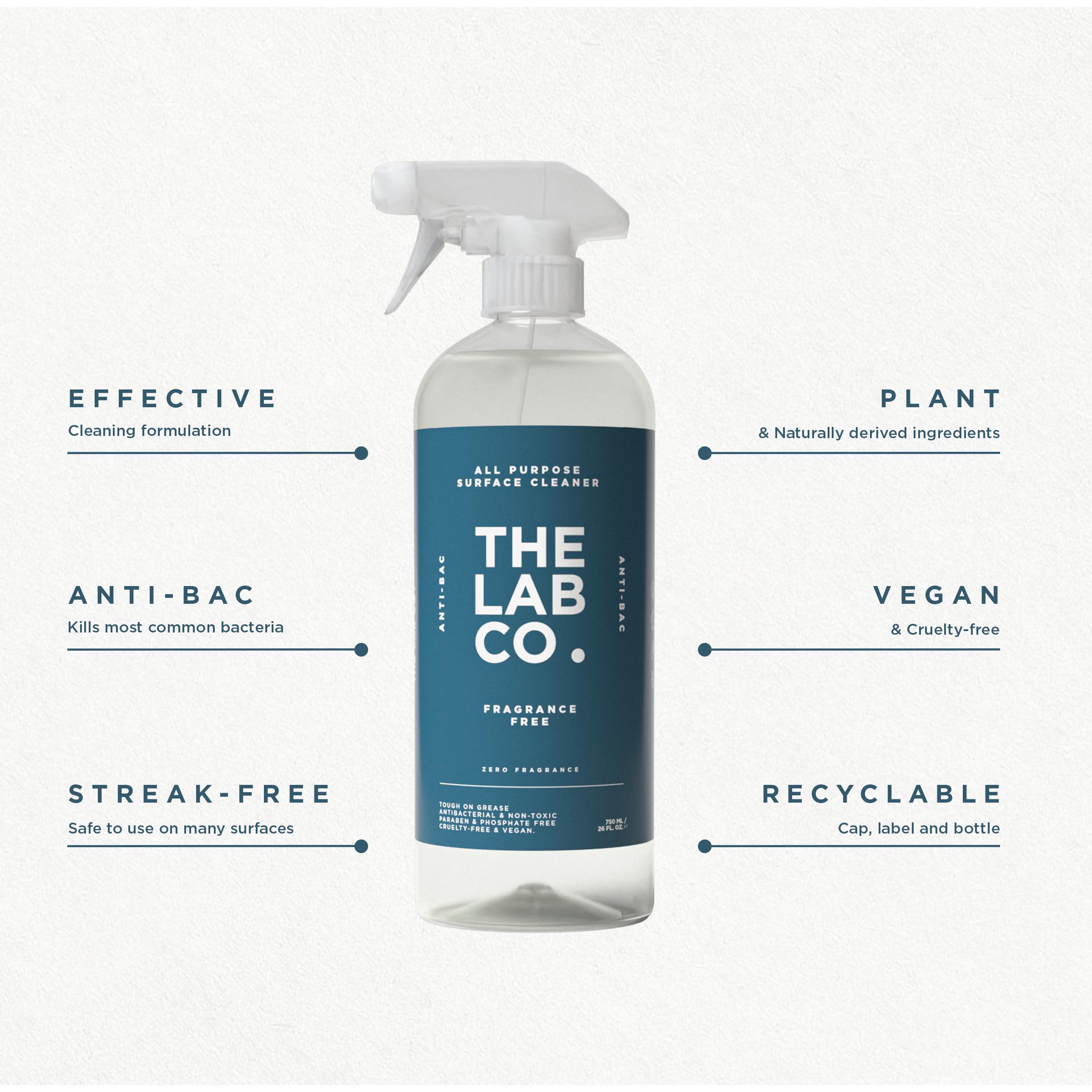 The Lab Co. Antibacterial All-Purpose Cleaner - 750ml | Streak-Free | Vegan 3