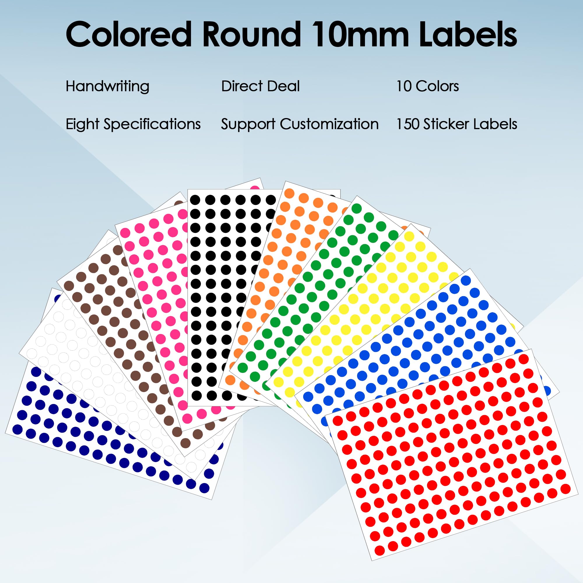 iSOUL Colour-coding Labels - 3000 Pack Round Dot Stickers | 10 Assorted Colours | 10mm 3
