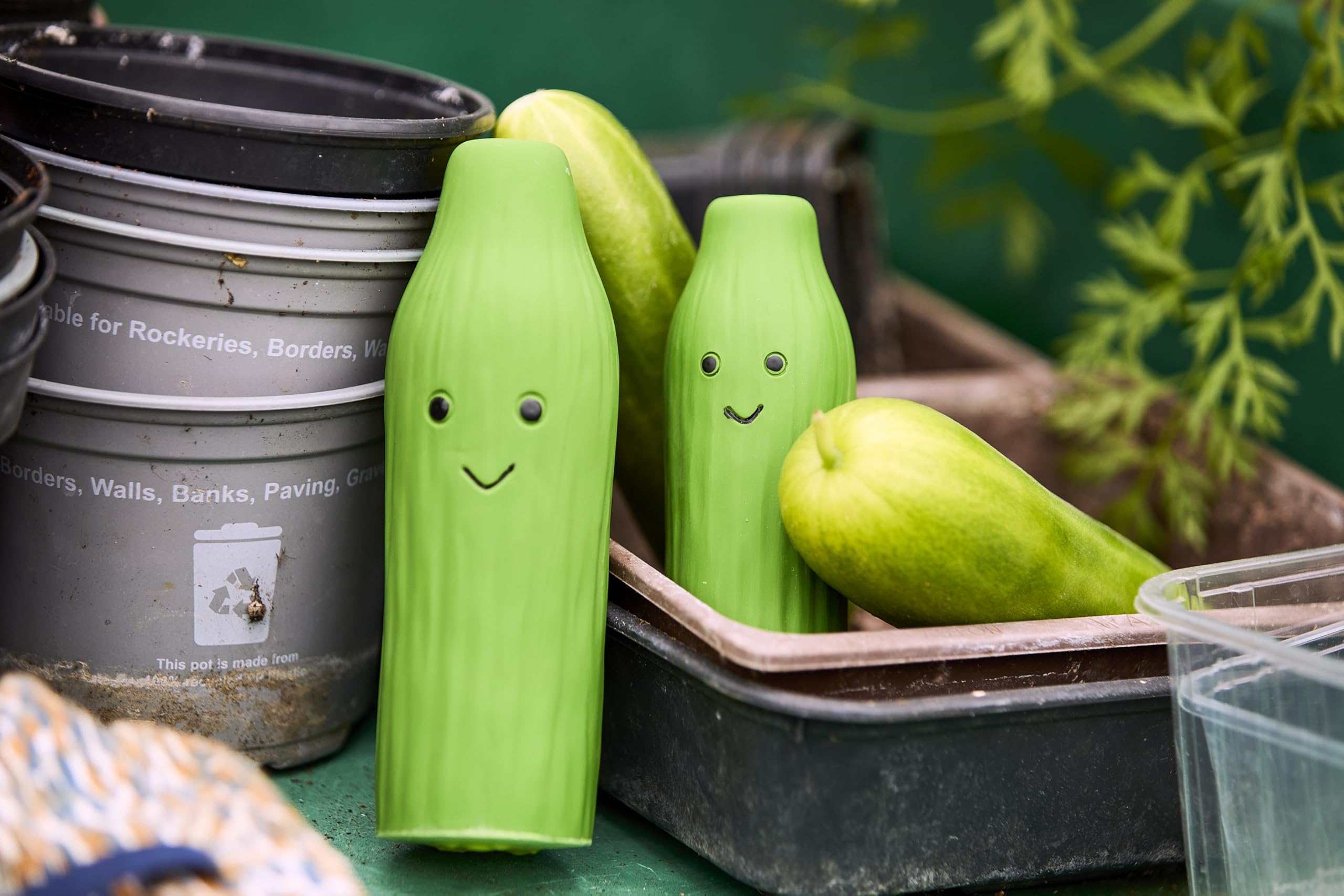 Petface Foodie Faces Cucumber Latex Dog Toy - Large | Squeaker | Natural Rubber 4