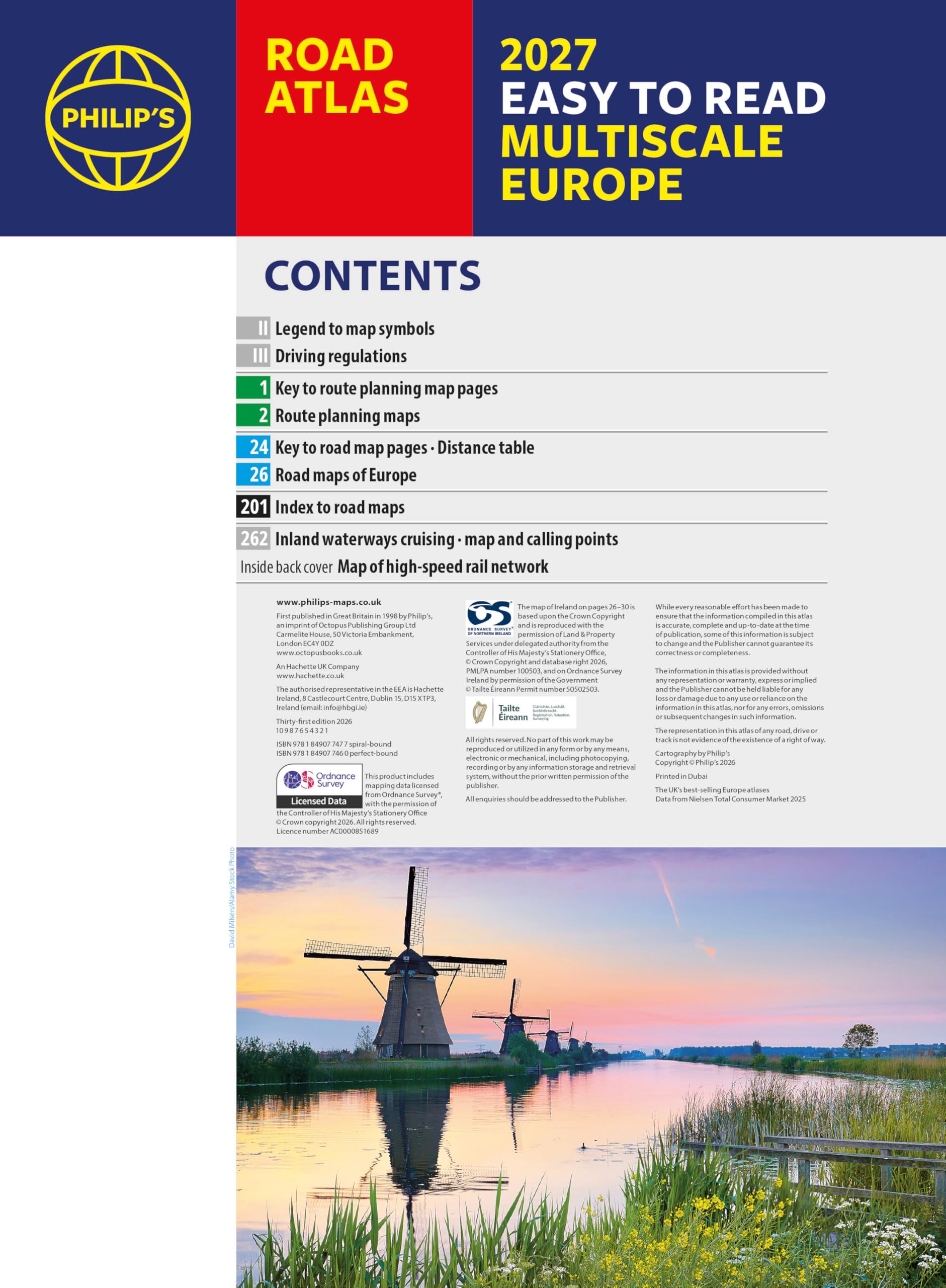 Philip's Philip's 2027 Easy to Read Multiscale Road Atlas of Europe - A4 Spiral Edition 2