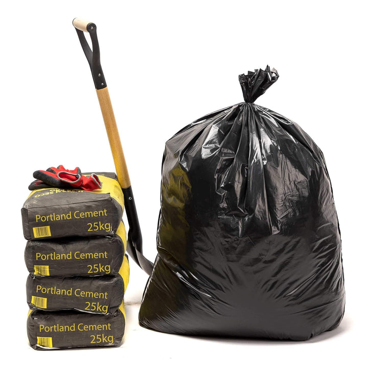 Relevo - Large Black Heavy Duty Bin Bags 150L, 100kg Weight Resistance, Weld-Free Rubble Sacks