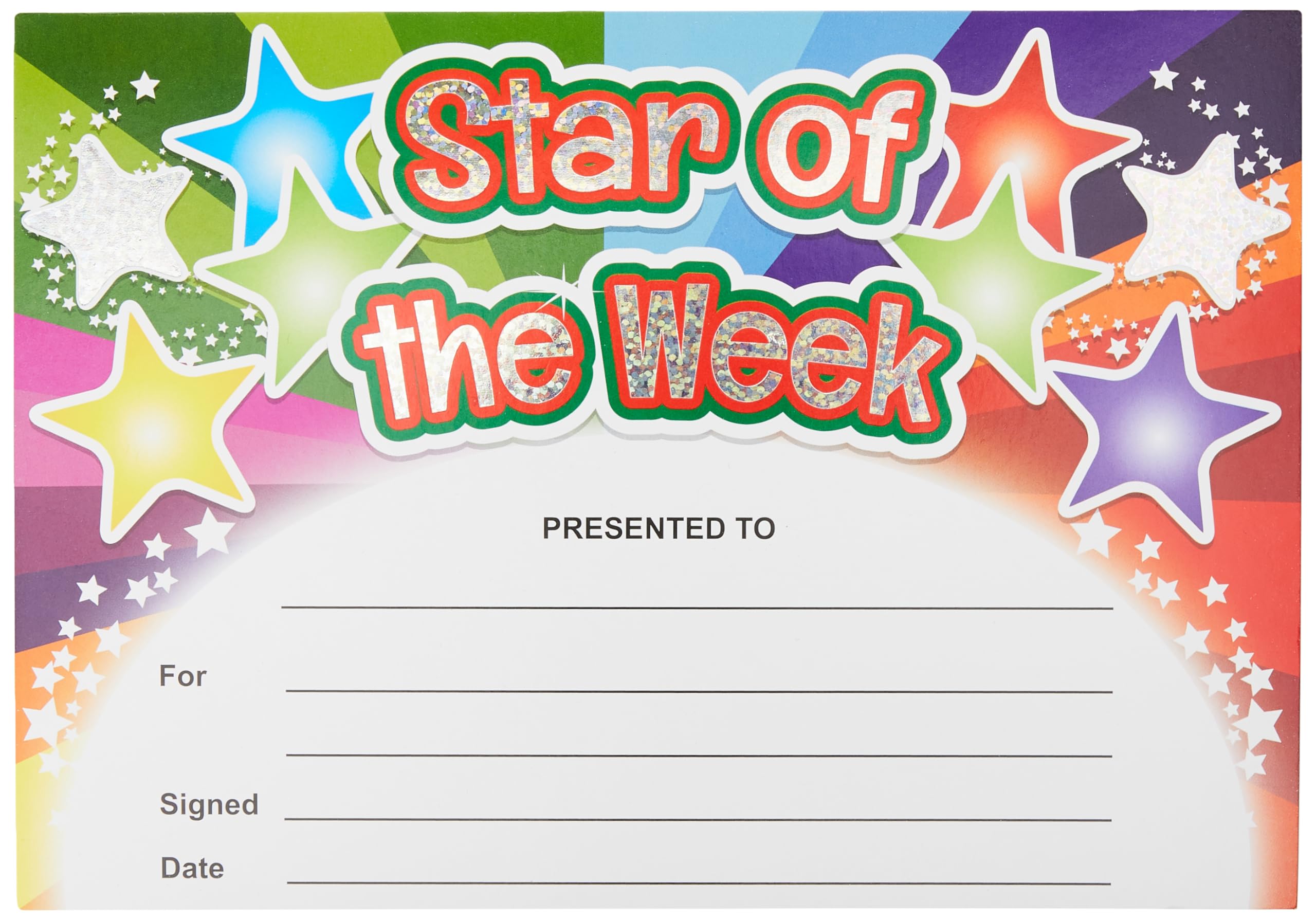 SuperStickers Star of The Week Rainbow Sparkling Certificate - 20 Pack | A5 Size 1