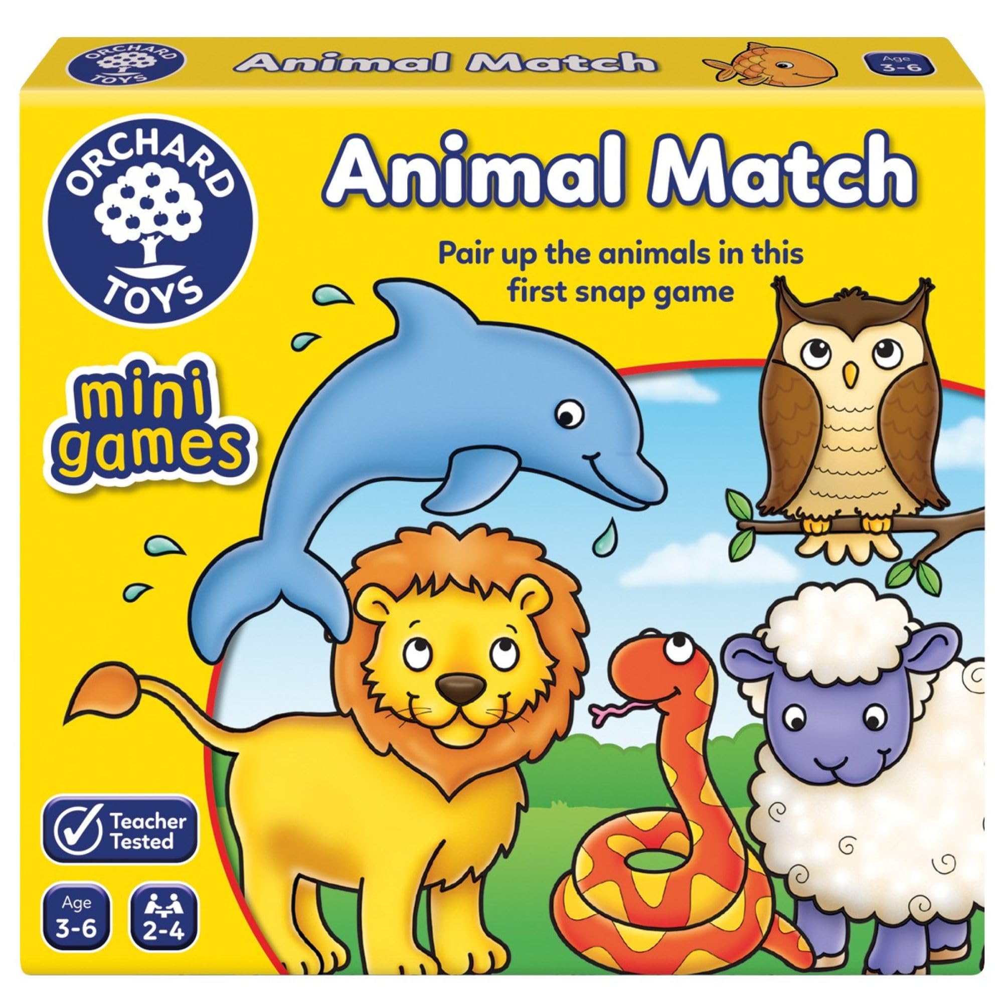 Orchard Toys Animal Match Mini Game - Snap Card Game for Ages 3-6 | Compact Travel Size 1