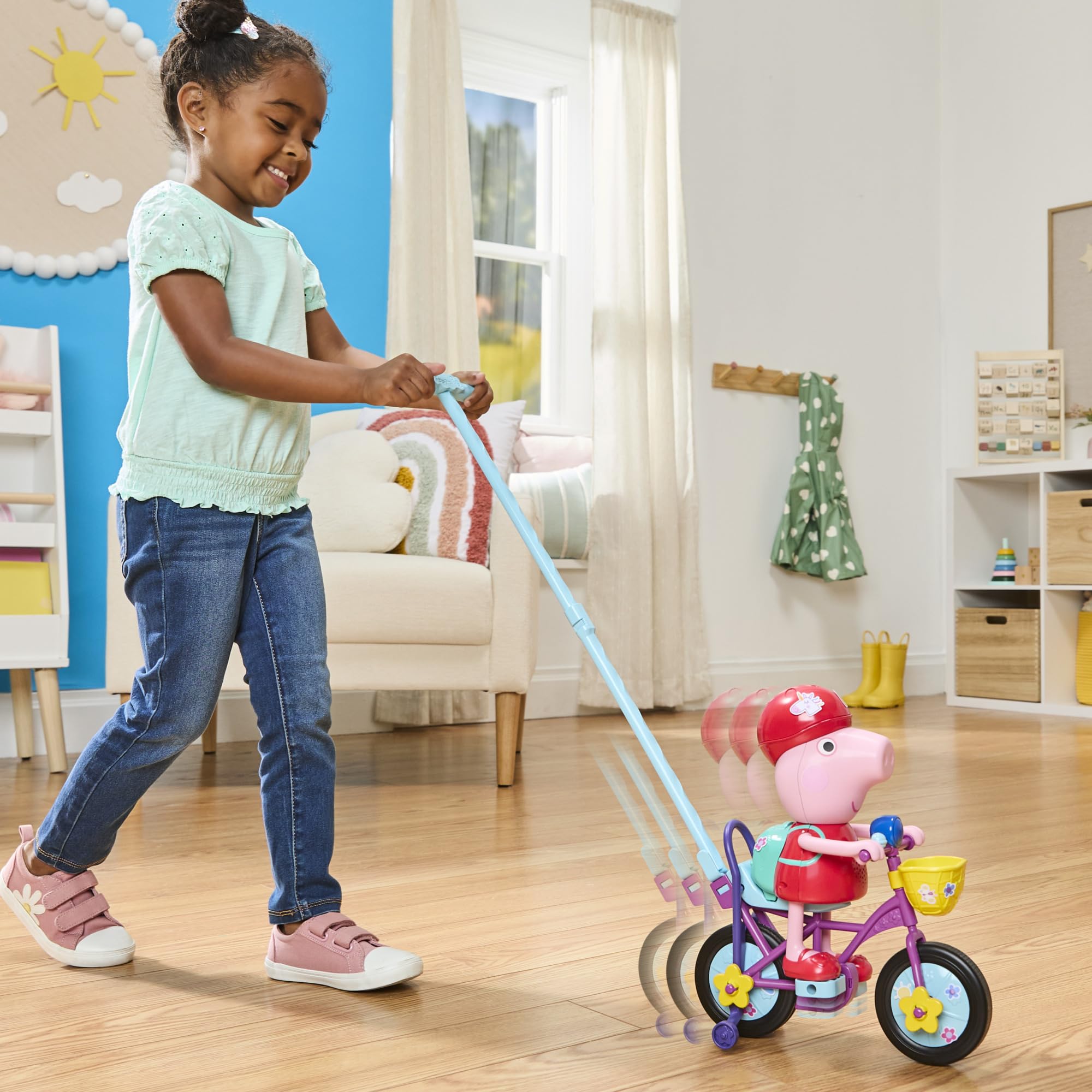 Peppa Pig Ready, Pedal, Go! Interactive Figure with Bike and Sounds - Ages 3+ 5