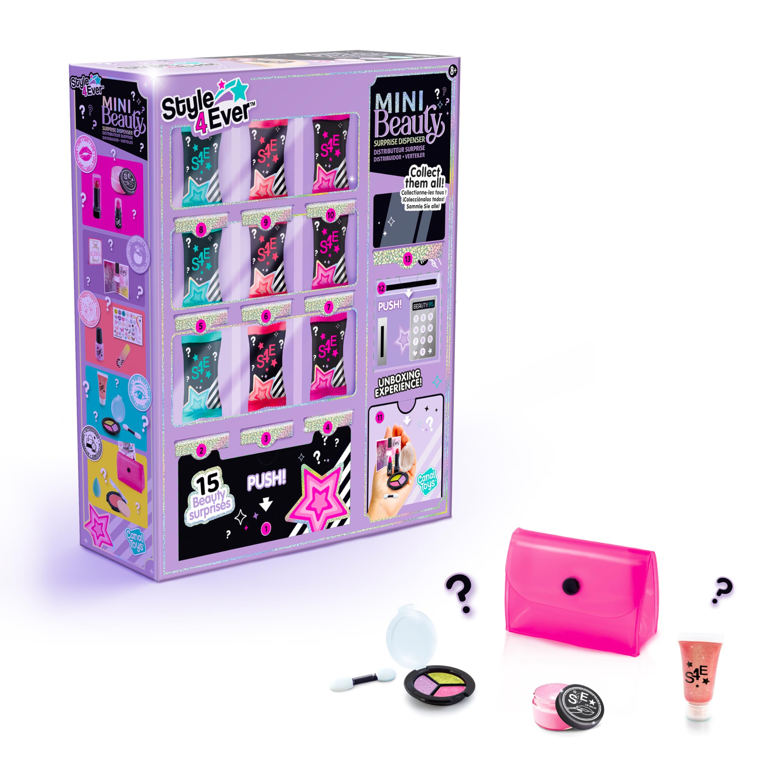 Canal Toys Style 4 Ever Mini Beauty Surprise Dispenser, Mystery Unboxing Vending Machine with 15 Trendy Makeup Miniatures 1