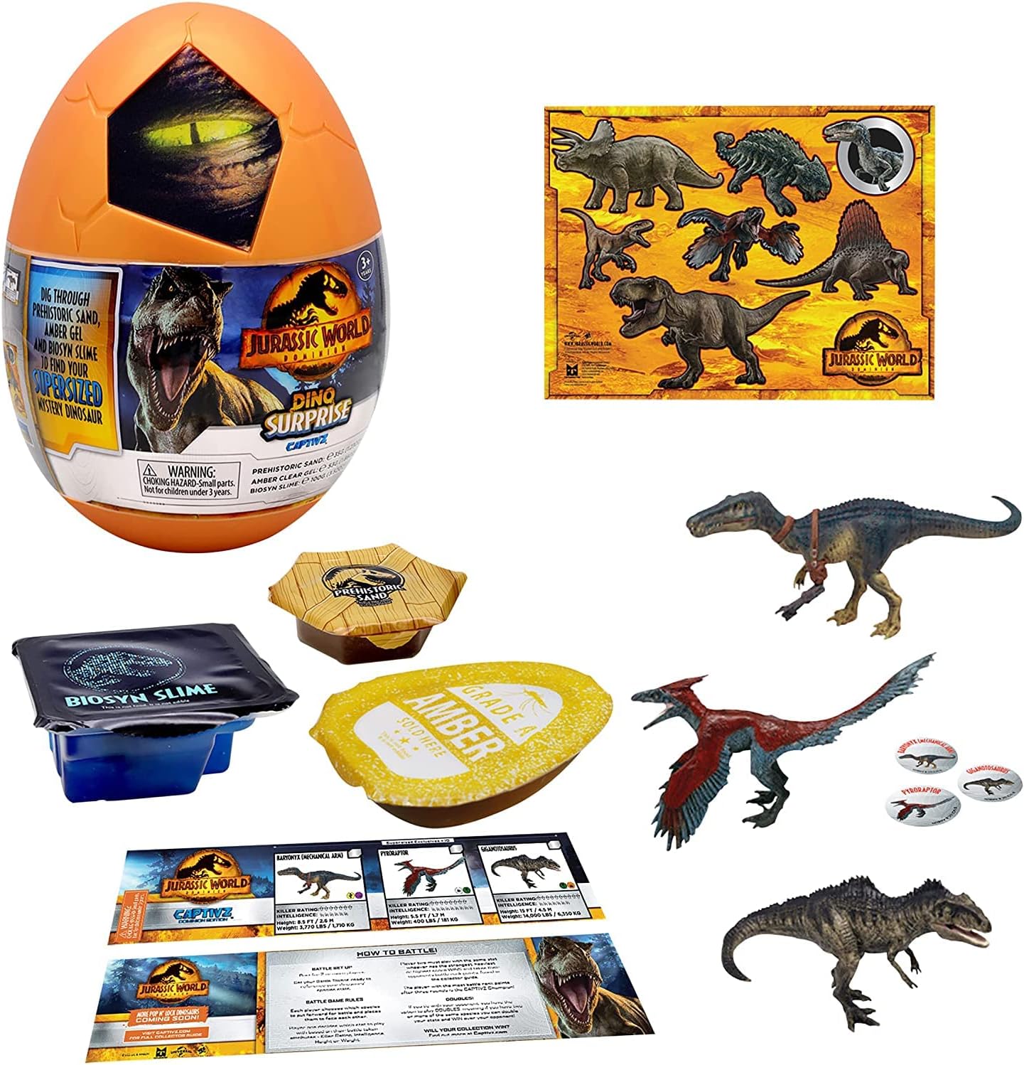 Jurassic World Captivz Dominion Surprise Egg - Super-Sized Pop N Lock Dinosaur Playset 1