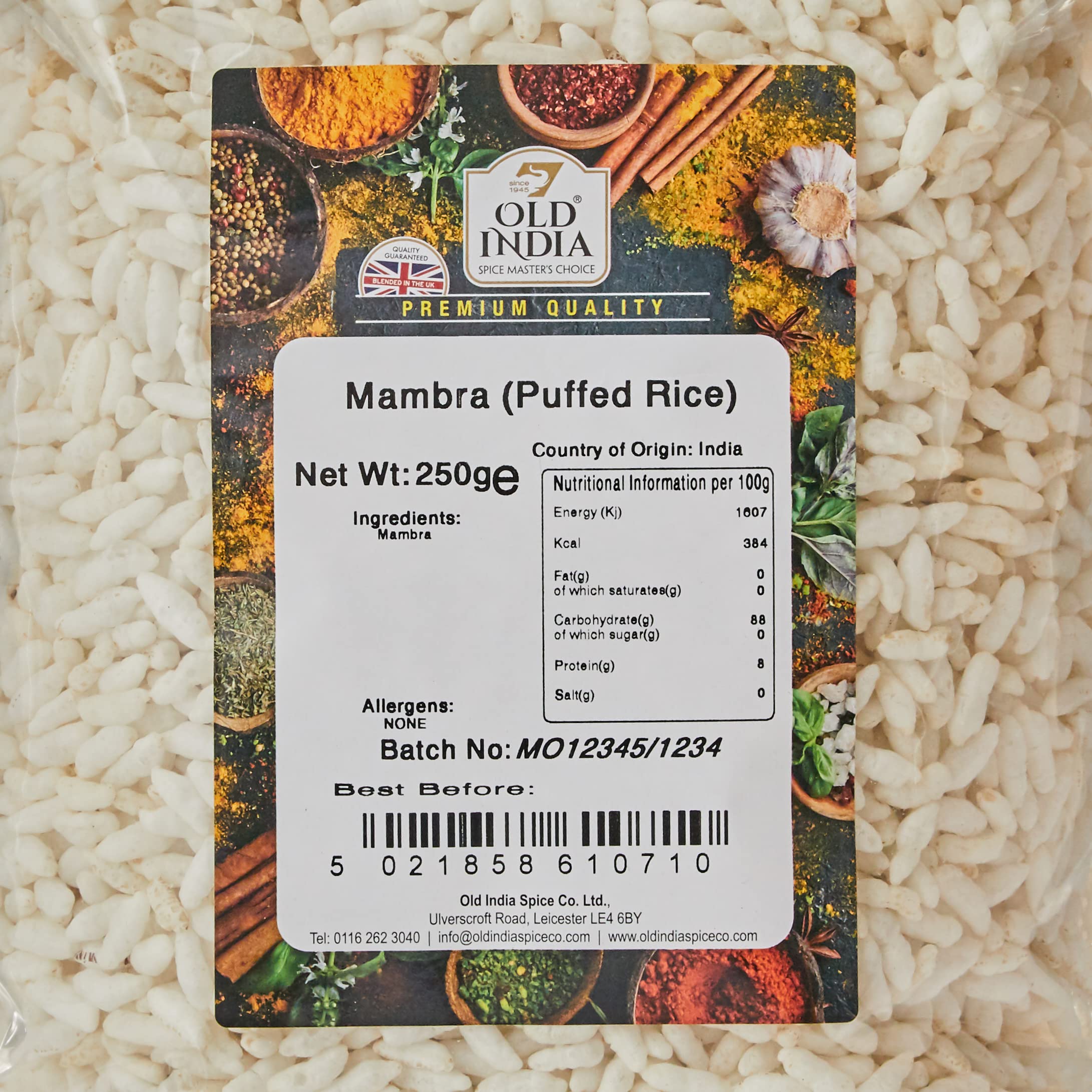 Old India Mamara (Puffed Rice) Seasoning - 250g | Natural & Additive Free