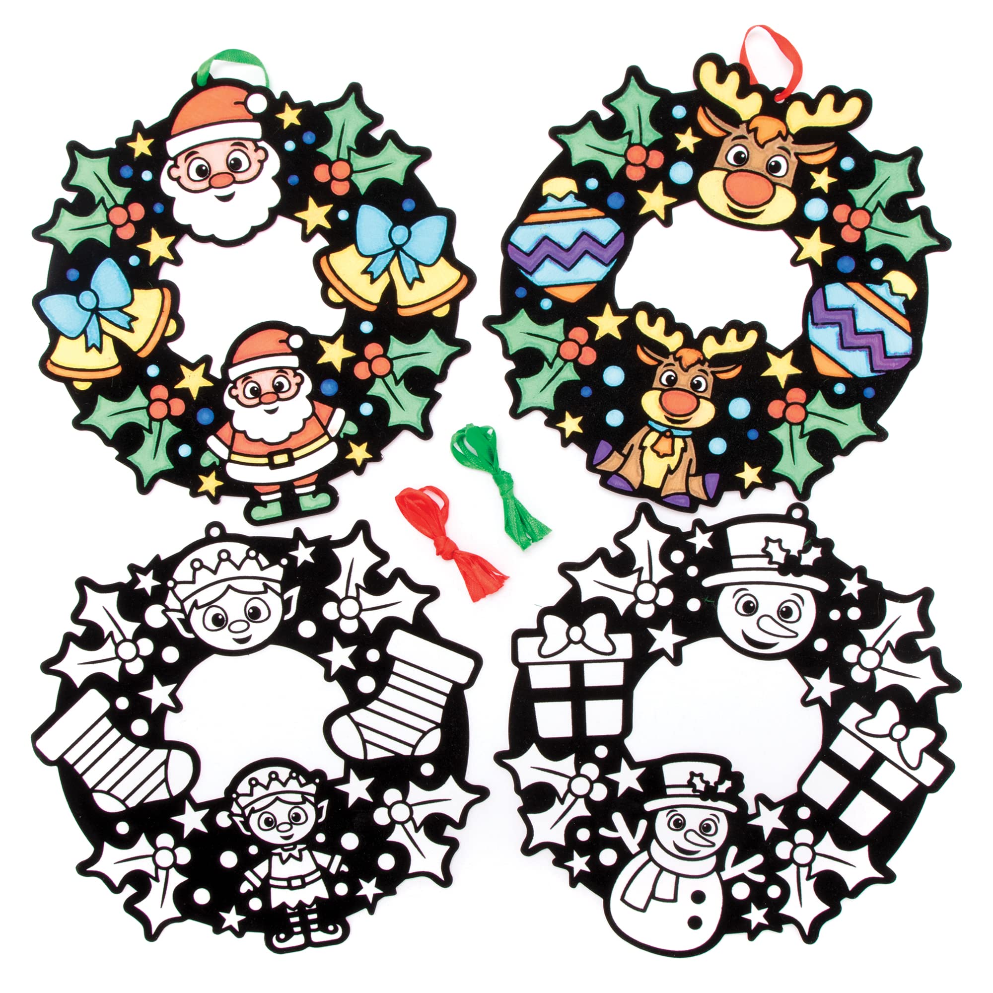 Baker Ross Christmas Colour In Wreaths - Pack of 8 Craft Kit for Kids 7