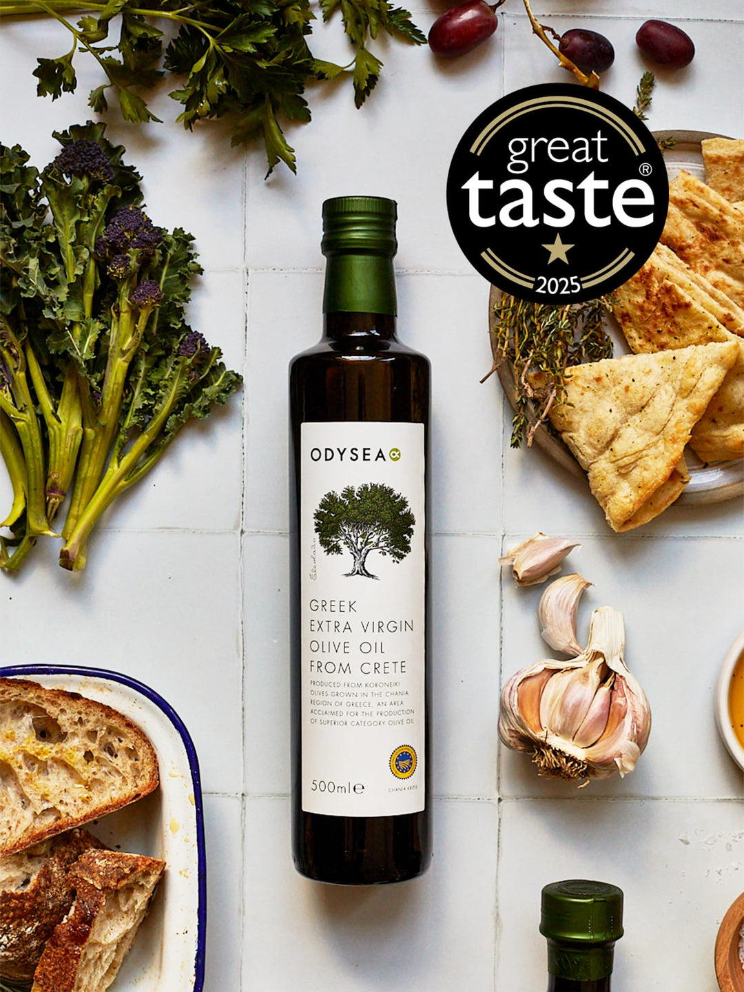 Odysea PGI Extra Virgin Olive Oil, Chania, Glass Bottle, 500ml