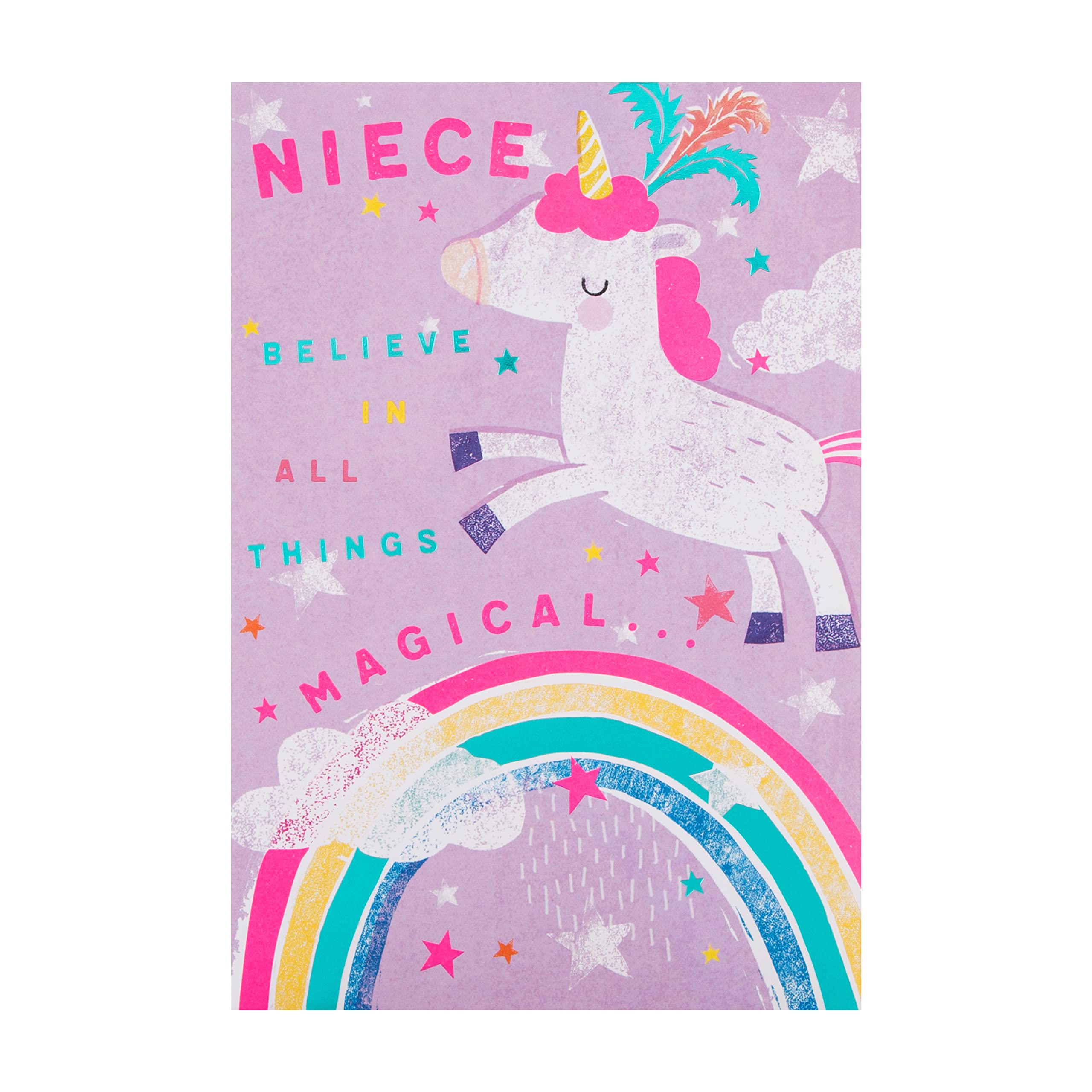 Hallmark Birthday Card for Niece - Unicorn Design with Green Foil Accents 5