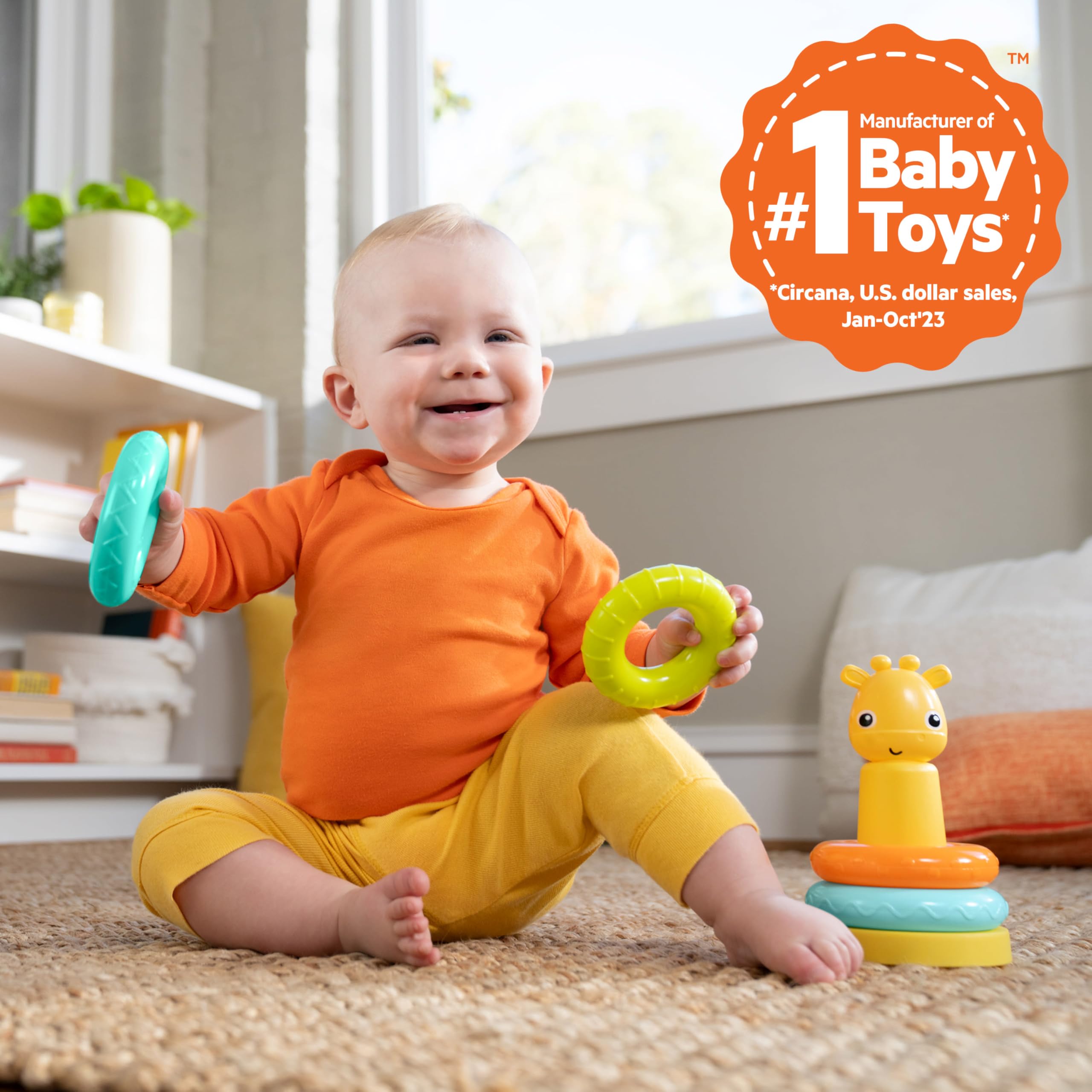 Bright Starts Giraffe Tower Stacking Toy - Fine Motor Skills Development | Ages 6 Months+ 2