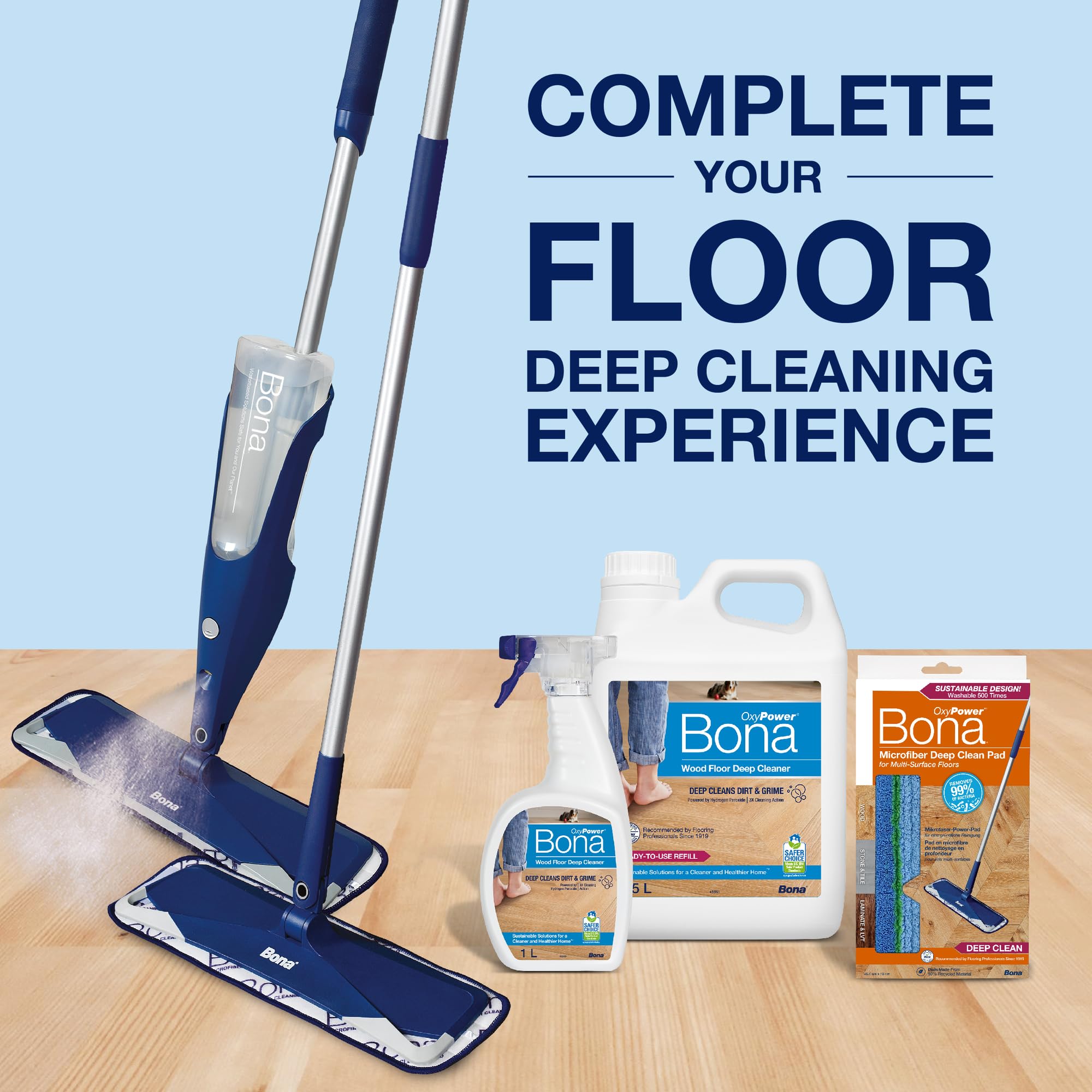 Bona OxyPower Wood Floor Deep Cleaner Cartridge for Spray Mops | 850ml | Streak Free 7