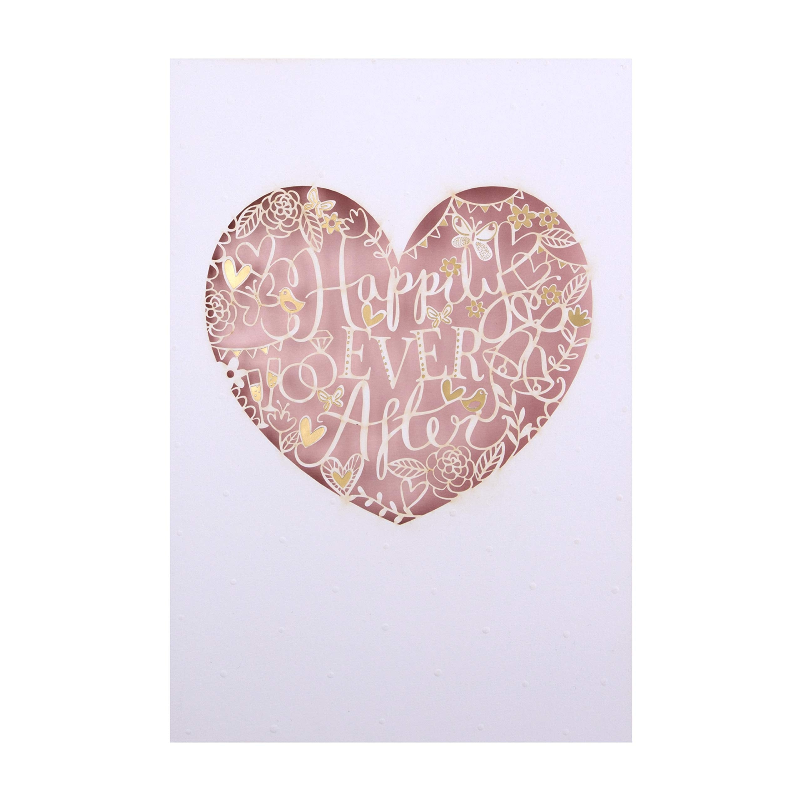 Hallmark Wedding Congratulations Card - Laser-Cut Text in Heart Design | Gold Foil Accents | 22.8cm x 15.9cm 1
