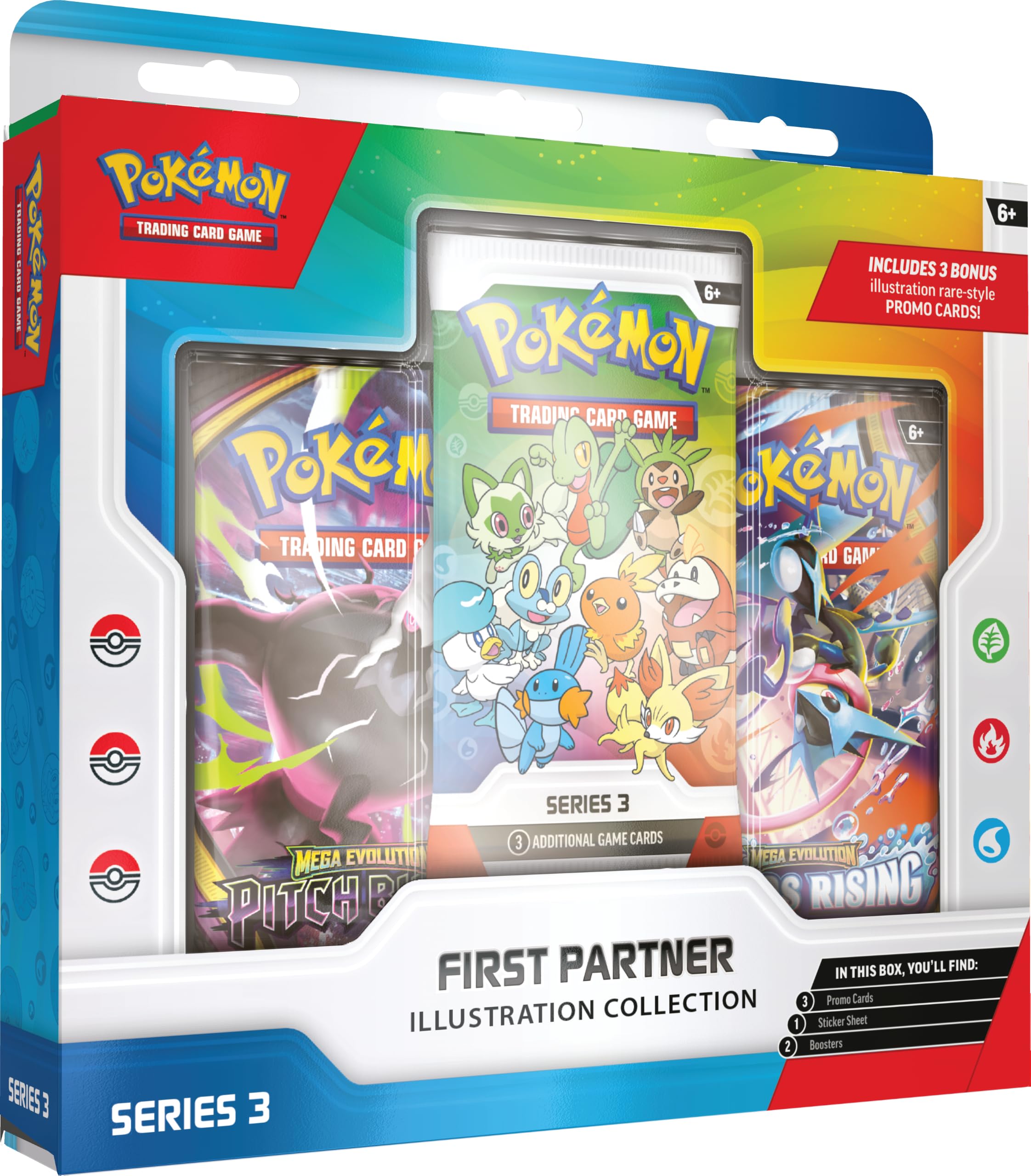 Pokémon TCG: First Partner Illustration Collection—Series 3 | 3 Promo Cards, 2 Booster Packs, 1 Sticker Sheet | Ages 6+ 1