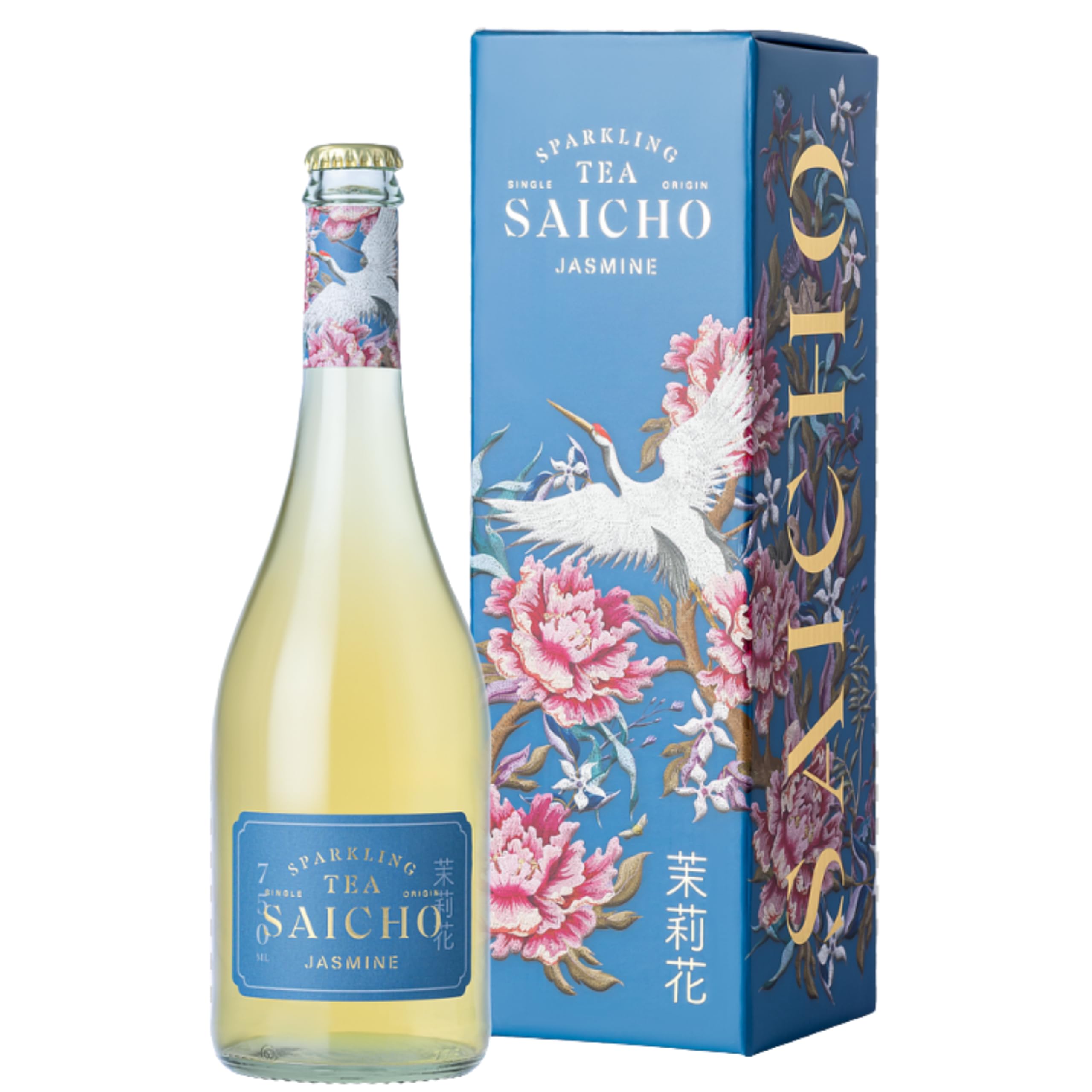 SAICHO Luxurious Non-Alcoholic Jasmine Sparkling Tea - Low Calorie, Cold Brewed
