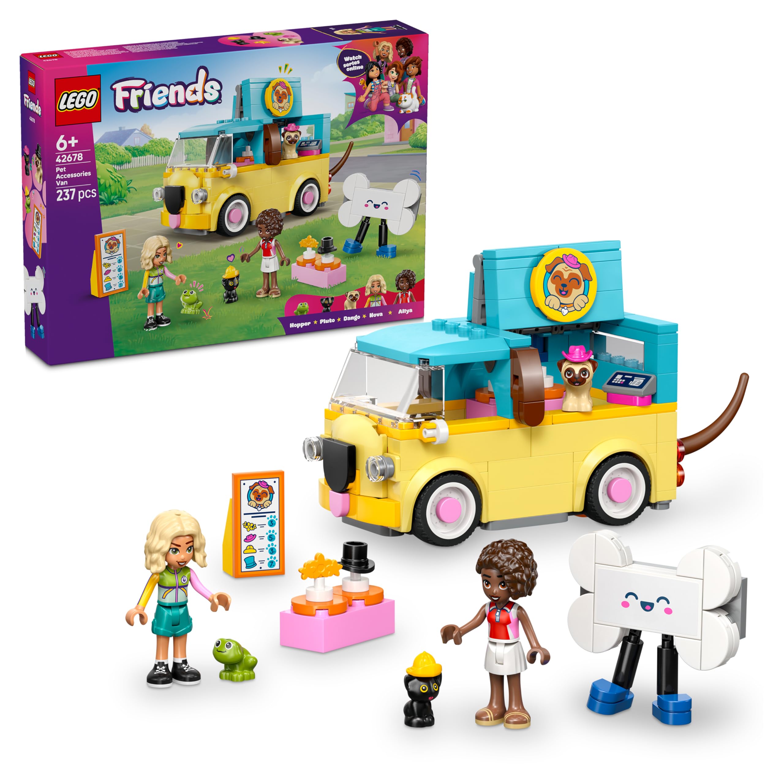 LEGO Friends Pet Accessories Van 42678 - Pug-Themed Toy Playset w/ 2 Mini Dolls & 3 Animals | Ages 6+ 1