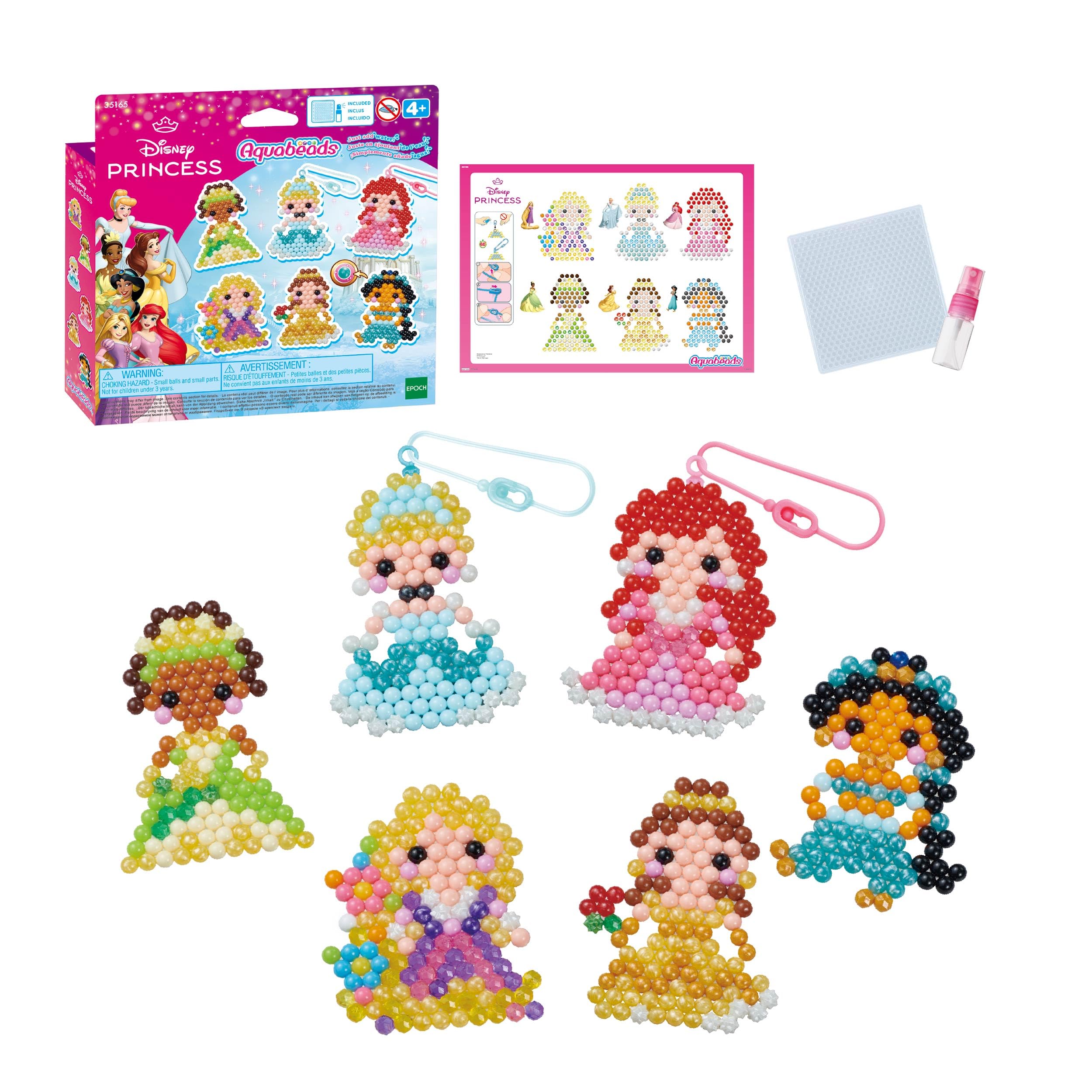 Aquabeads Disney Princess Keychain Craft Kit - 700 Beads, Includes Keychain Attachments 2