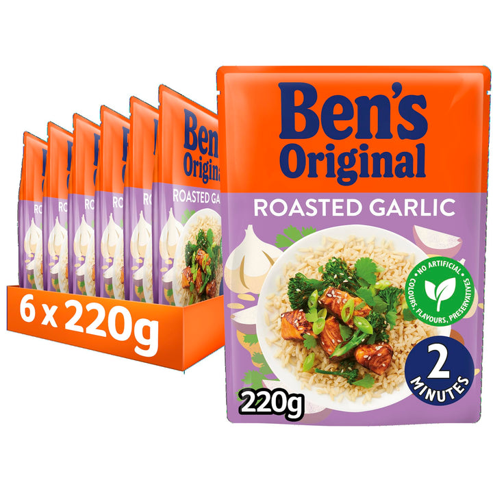 Ben's Original Roasted Garlic Microwave Rice, 6 x 220g Pouches