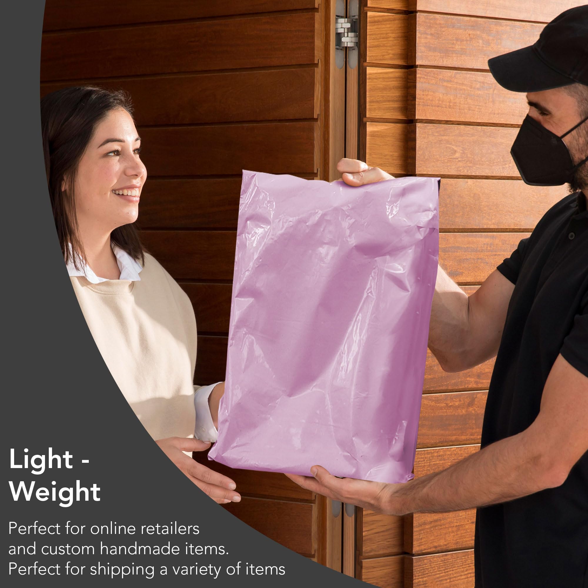 iSOUL 125 Pink Poly Mail Bags - 5 Assorted Sizes (4.5x7 to 12x16 in) | Self-Seal 2