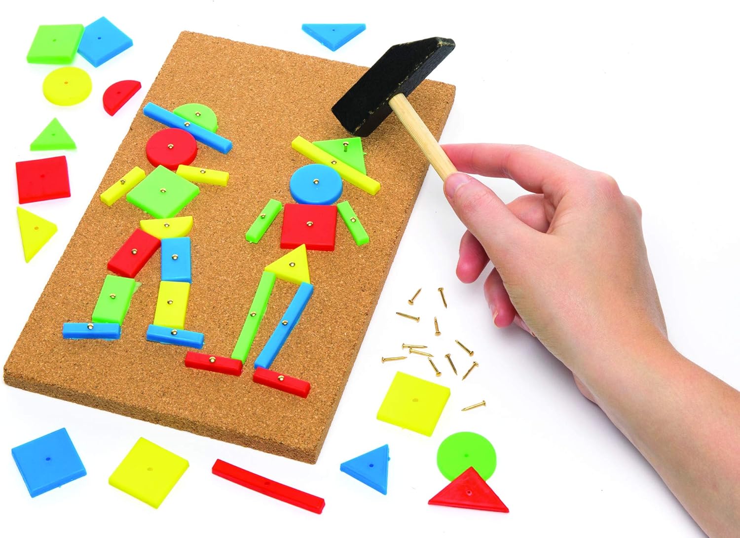 Baker Ross AR298 Tap a Picture Art Kit for Kids, Cork Board Craft Set with Hammer, Tacs & Shapes 2