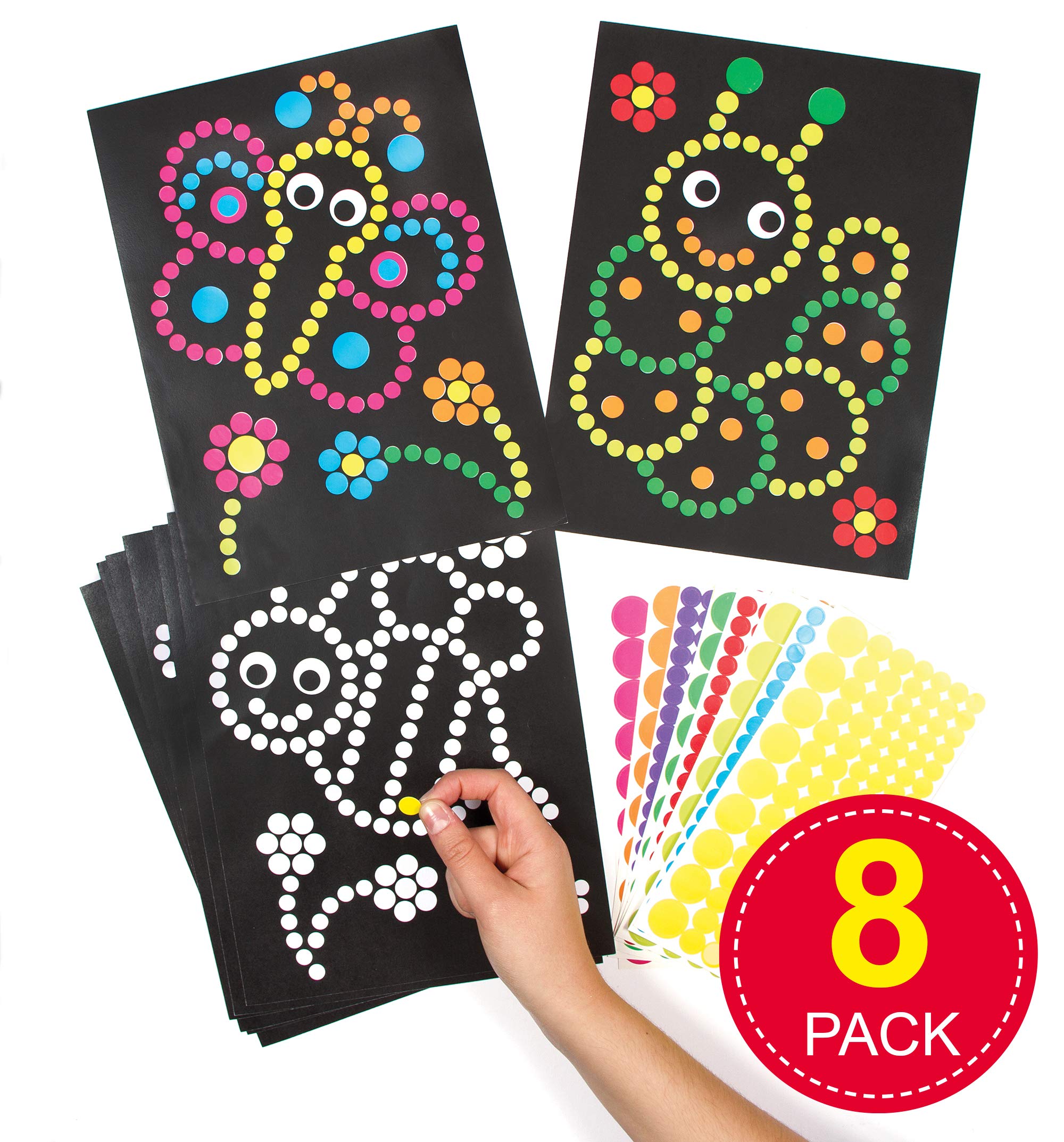 Baker Ross Insect Dotty Sticker Art Kit - 8 Assorted Bug Designs, 21 x 28 cm 2