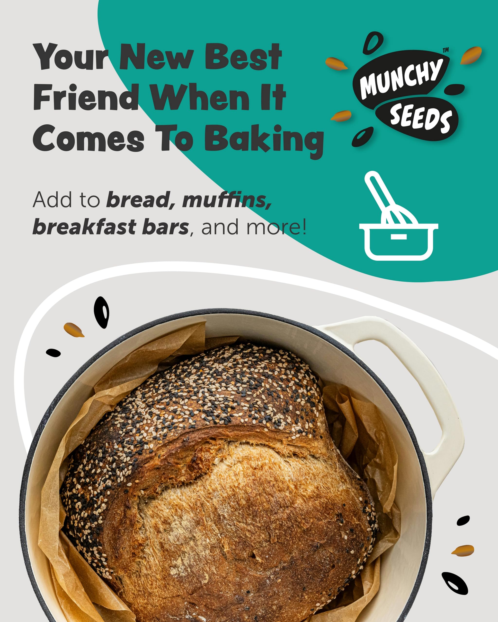 Munchy Seeds Lightly Toasted 7 Seed Mix - 1kg Bag | High in Protein & Fibre | Vegan 5