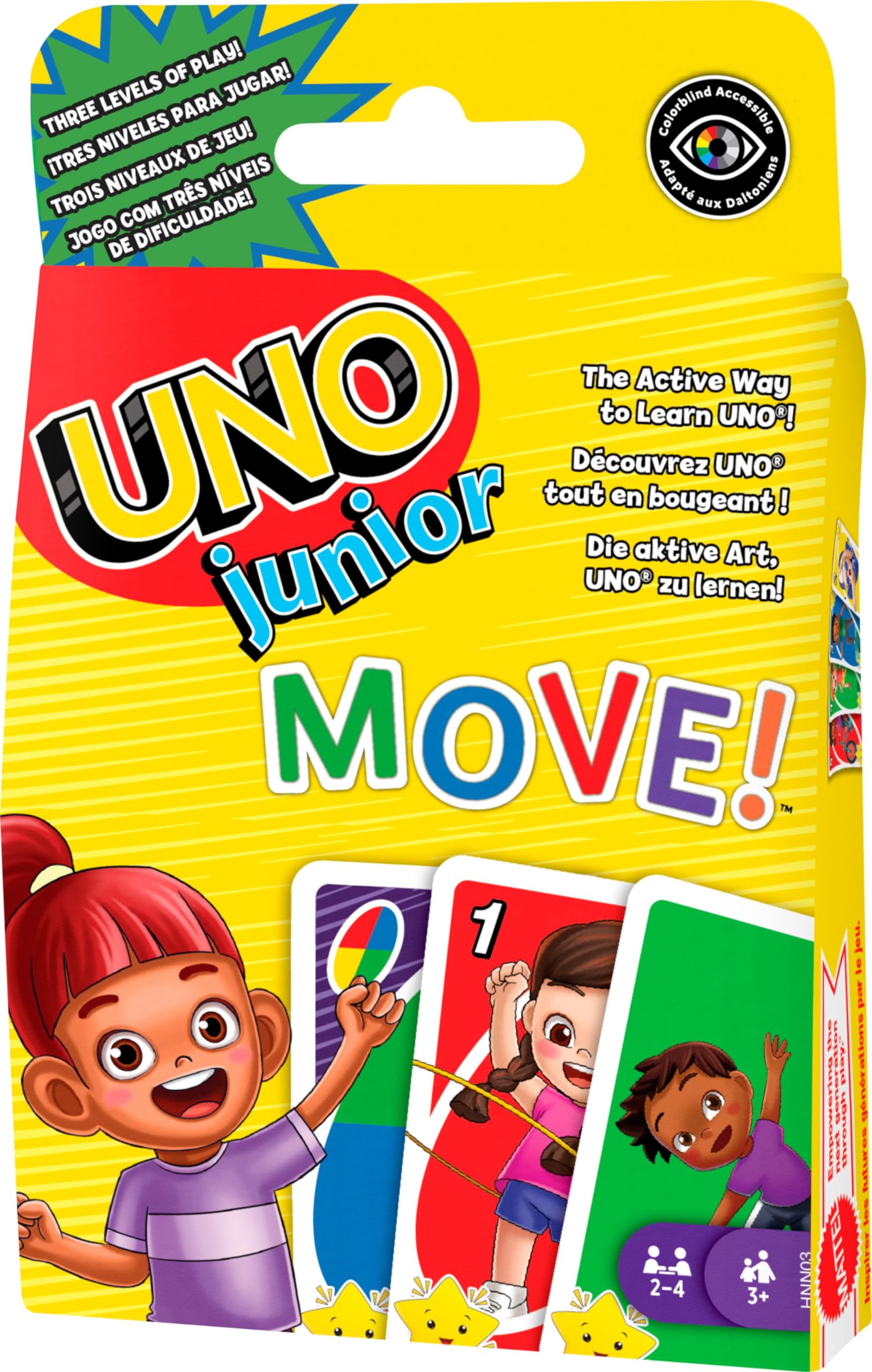 Mattel Games UNO Junior Move Kids Card Game with Action Rules for Family Night, Travel, Camping and Party, HNN03 1