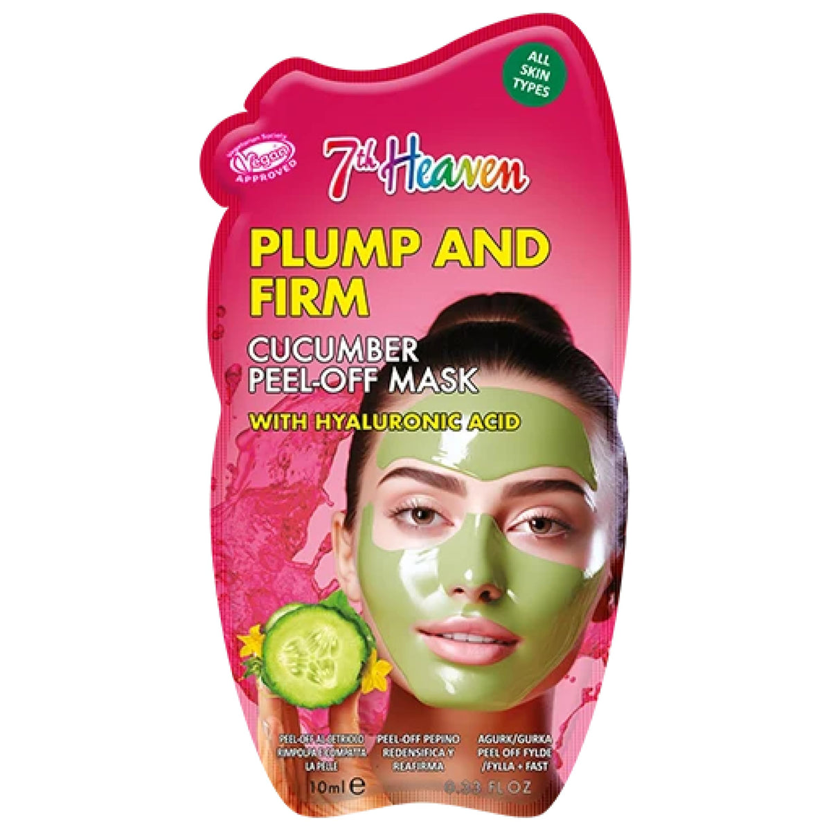 7th Heaven Cucumber Peel-Off Face Mask with Hyaluronic Acid - Plumping & Firming Treatment