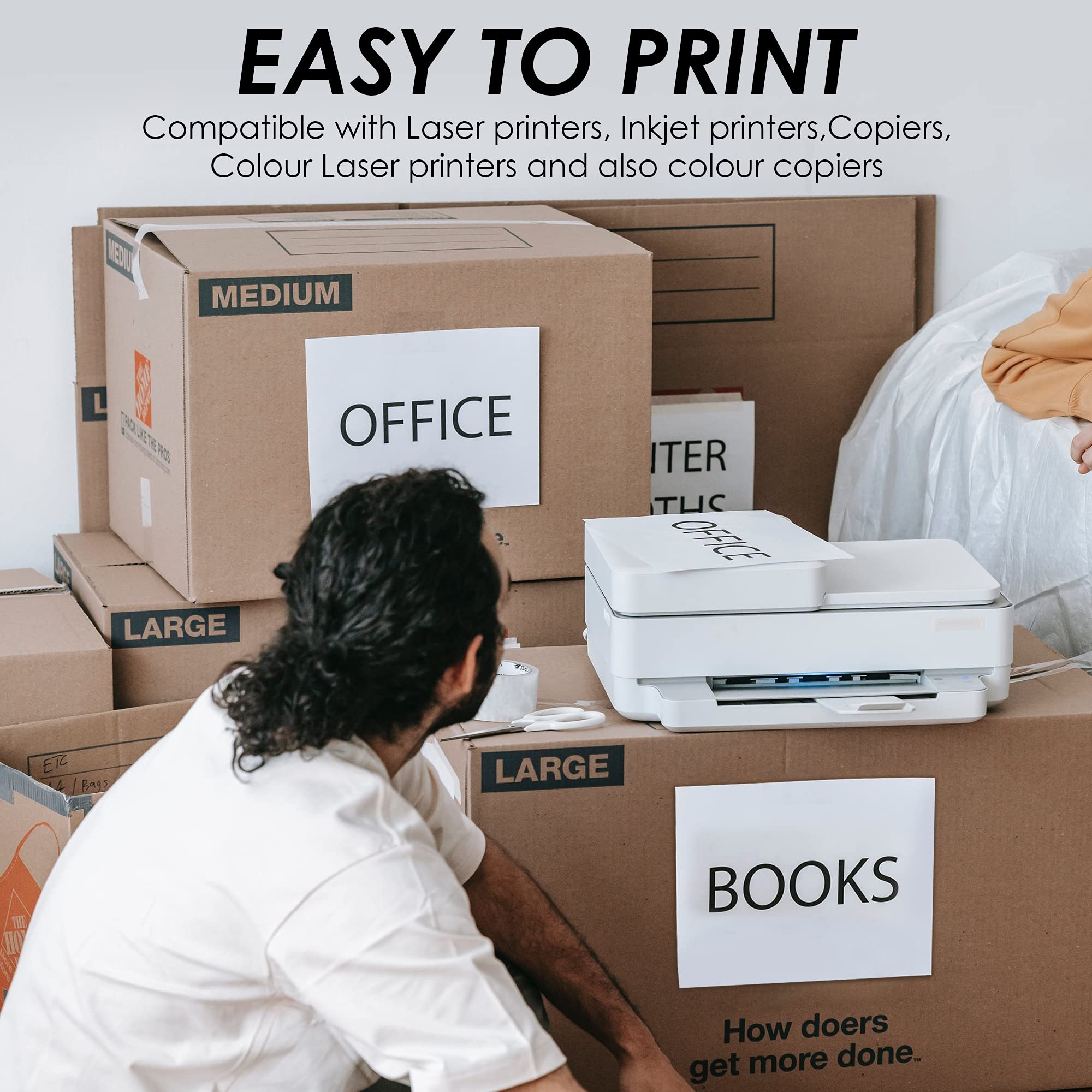 iSOUL A4 Printer Labels - 4 Per Sheet, 80 Labels Total (20 Sheets) | Matte White, Inkjet & Laser Compatible 4
