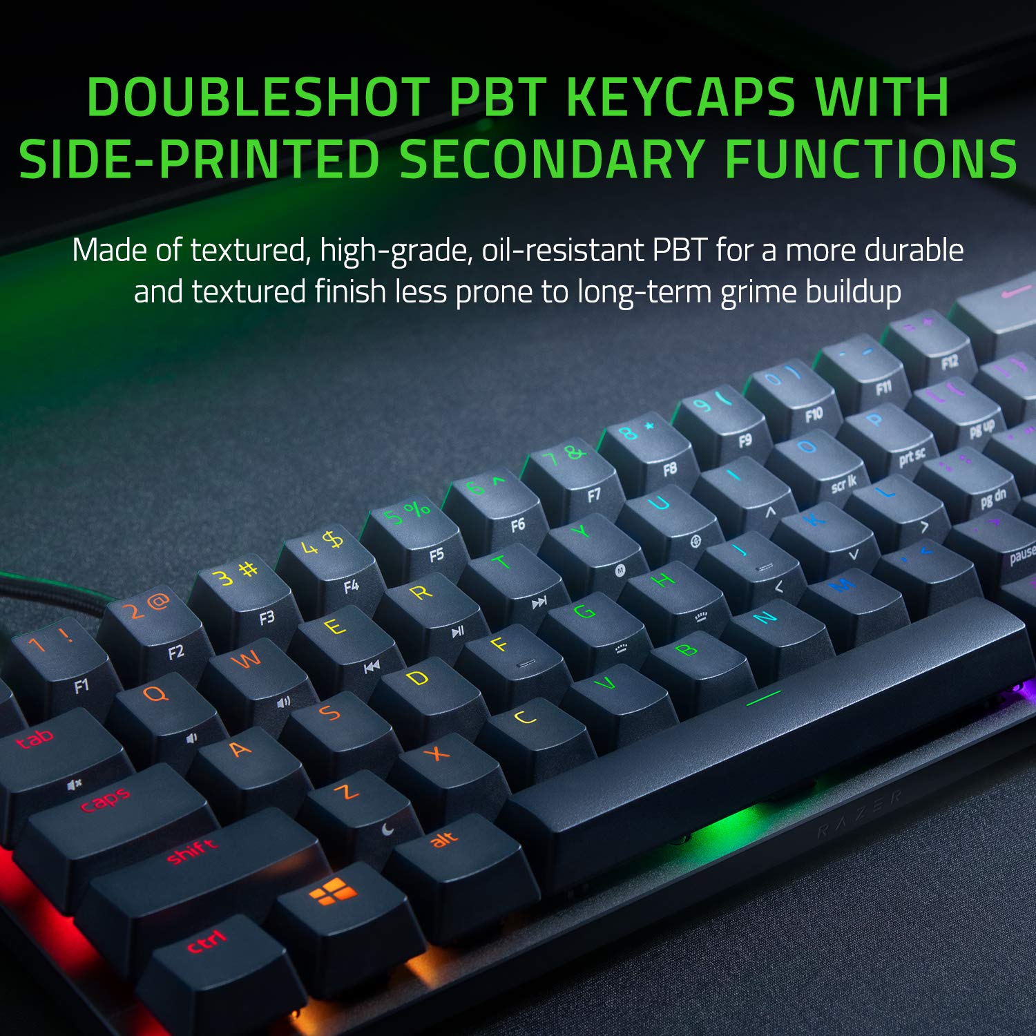 Razer Huntsman Mini - 60% Compact Gaming Keyboard with Purple Clicky Optical-Mechanical Switches, Doubleshot PBT Keycaps, Detachable USB-C Cable | UK Layout | Black 8