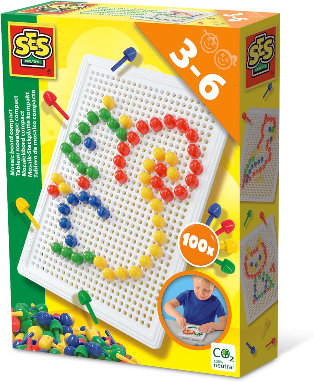 SES Creative 14046 Mosaic Board Compact - Reusable Arts & Crafts Set for Kids 1