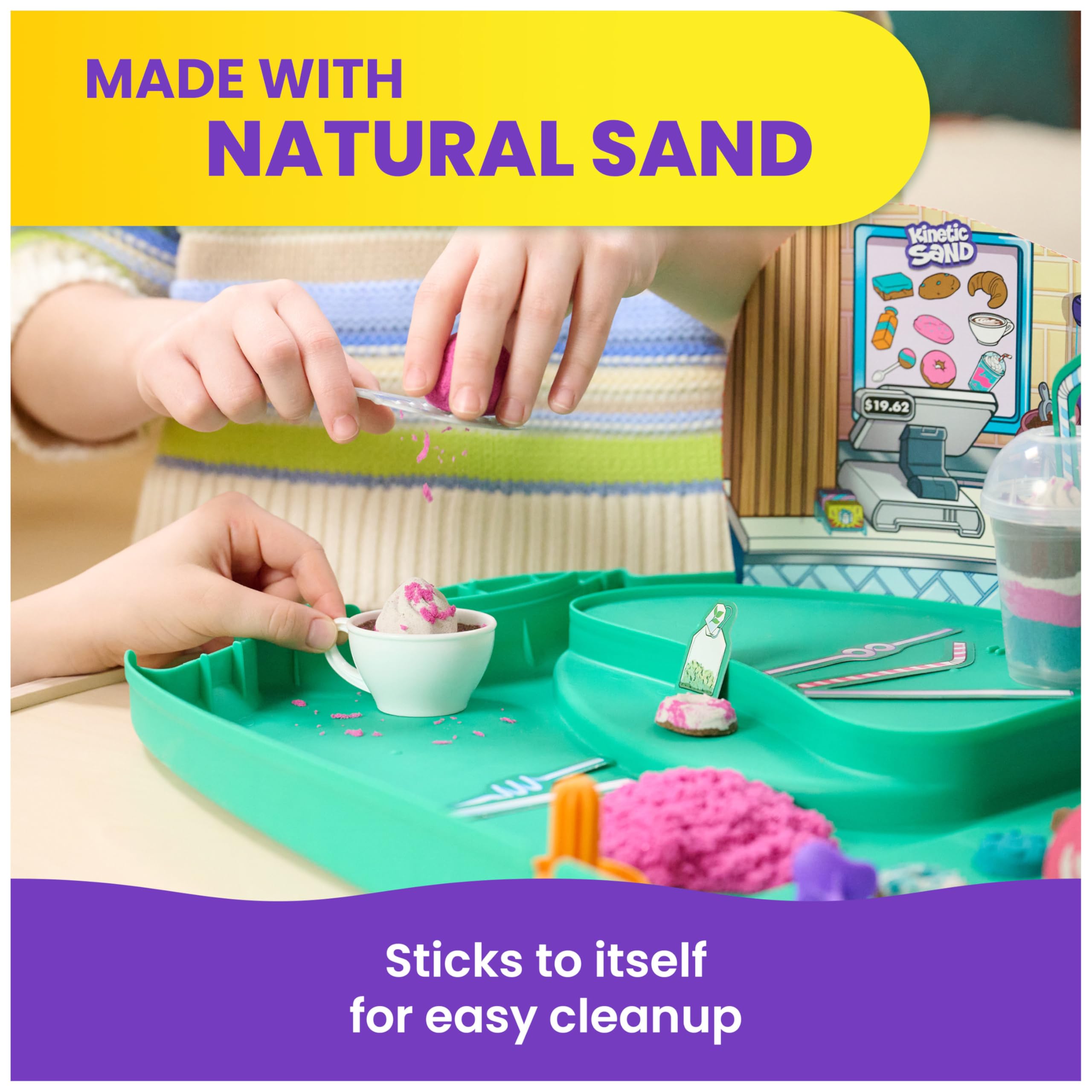 Kinetic Sand Café Case with 793g Play Sand in 4 Colours, 9 Tools and Moulds | Ages 5+ 8