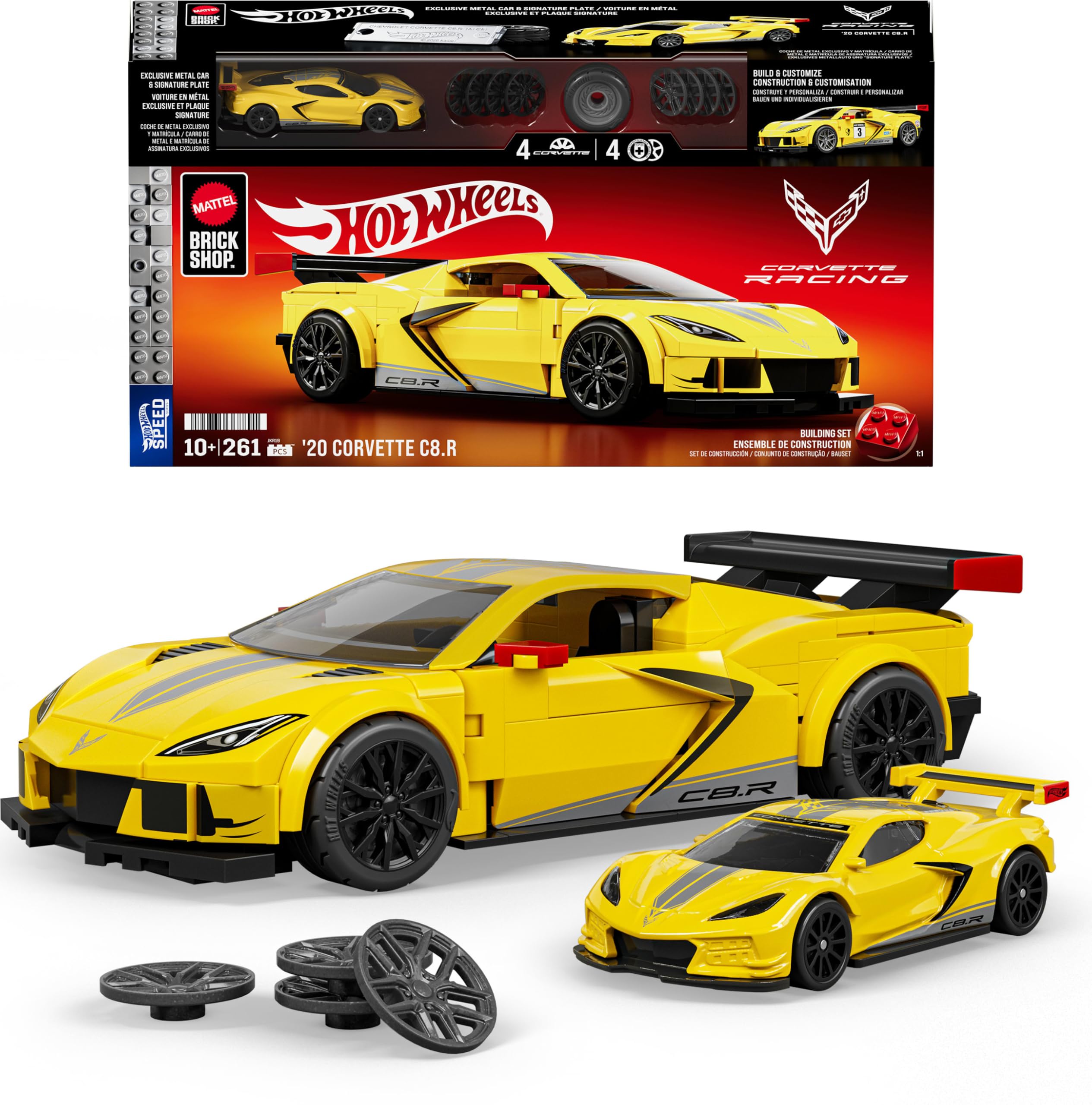 Mattel Brick Shop Corvette C8.R Building Set - 261 Pieces | 1:32 Scale | Ages 10+