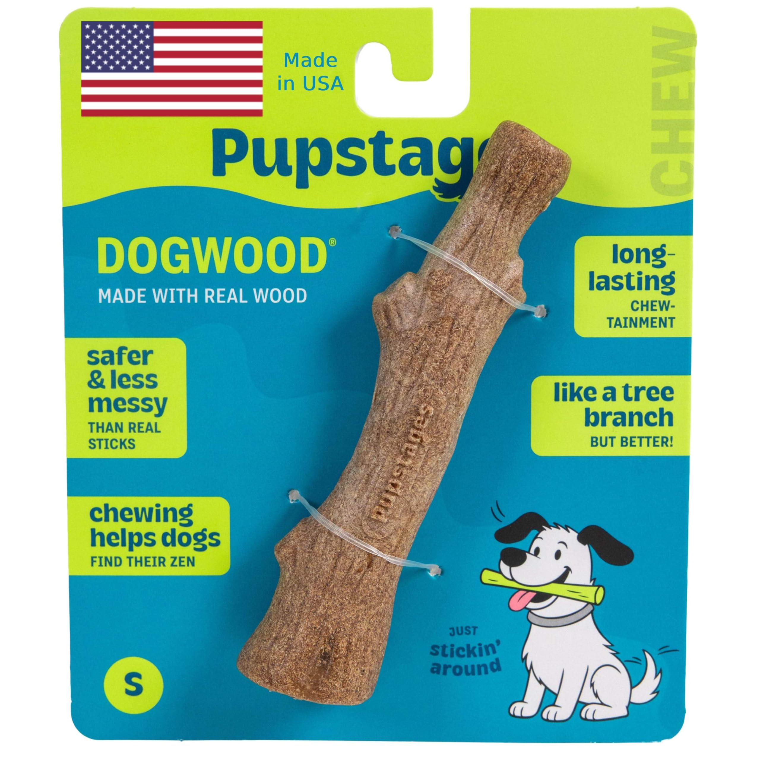 Pupstages Dogwood Alternative Wood Chew Toy - Small Size, Durable, Wood Scent