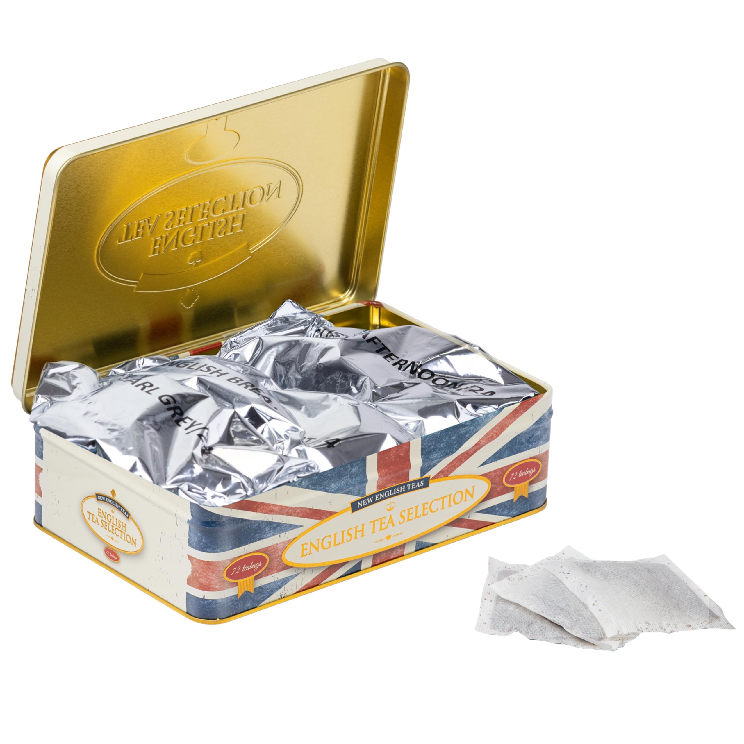 New English Teas Union Jack Flag Tin - 72 Teabag Selection of English Breakfast, Earl Grey & Afternoon 3