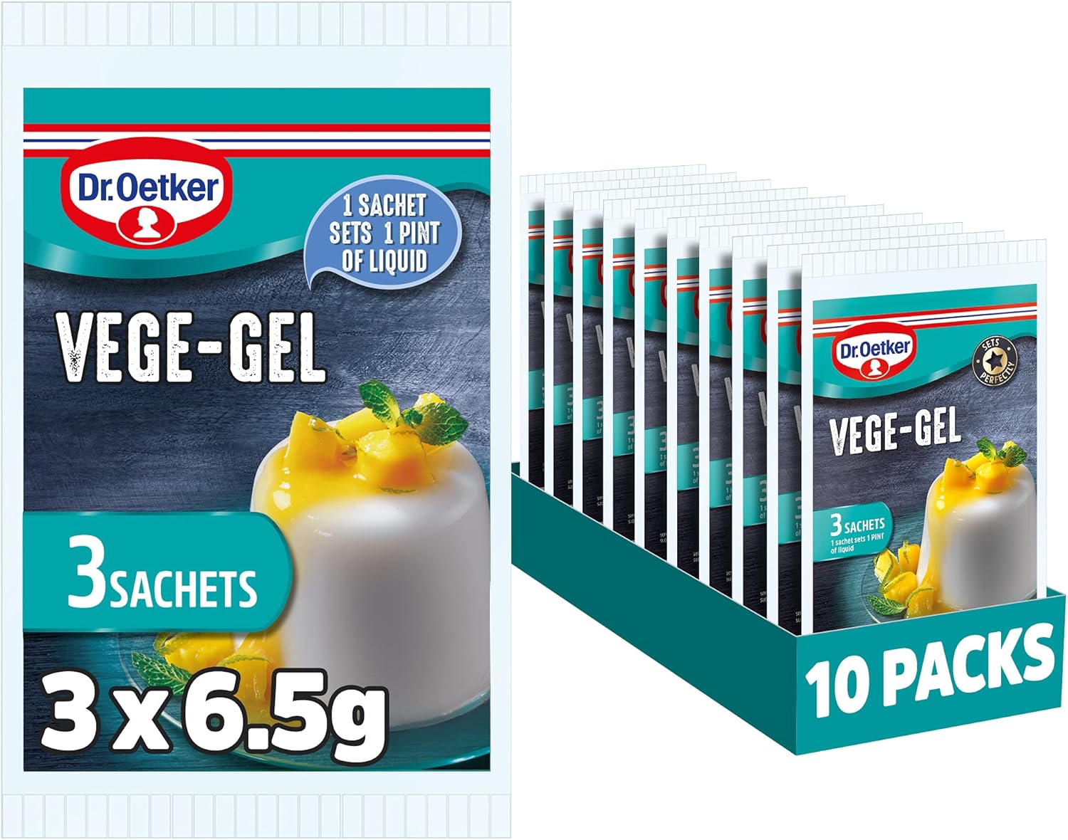 Dr. Oetker Vege-Gel Sachet - Vegan & Vegetarian Gelatine Substitute for Jellies, Mousses, Cheesecakes 1