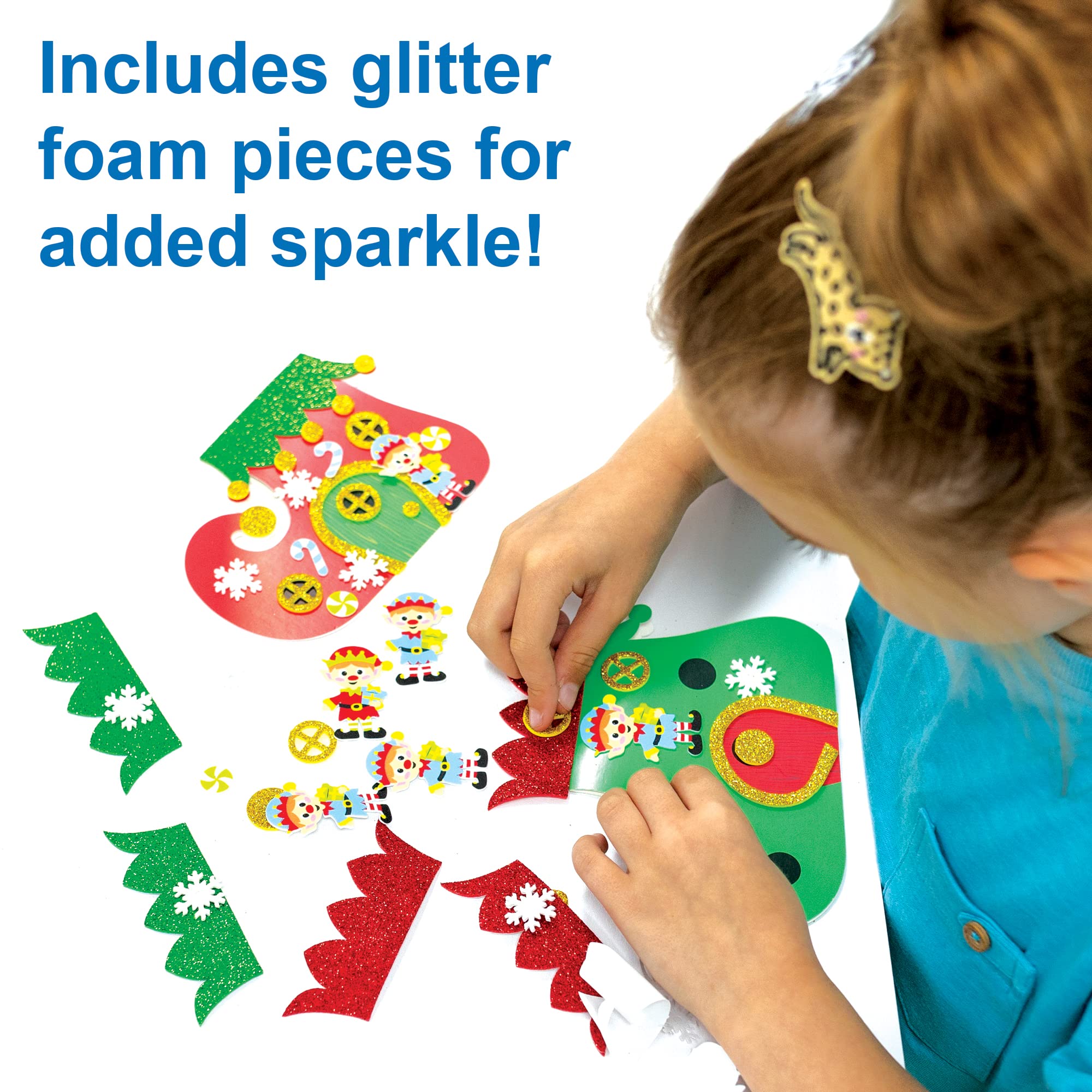 Baker Ross FE968 Christmas Elf Boot Card Kits - Pack of 6 Craft Kits for Kids 5