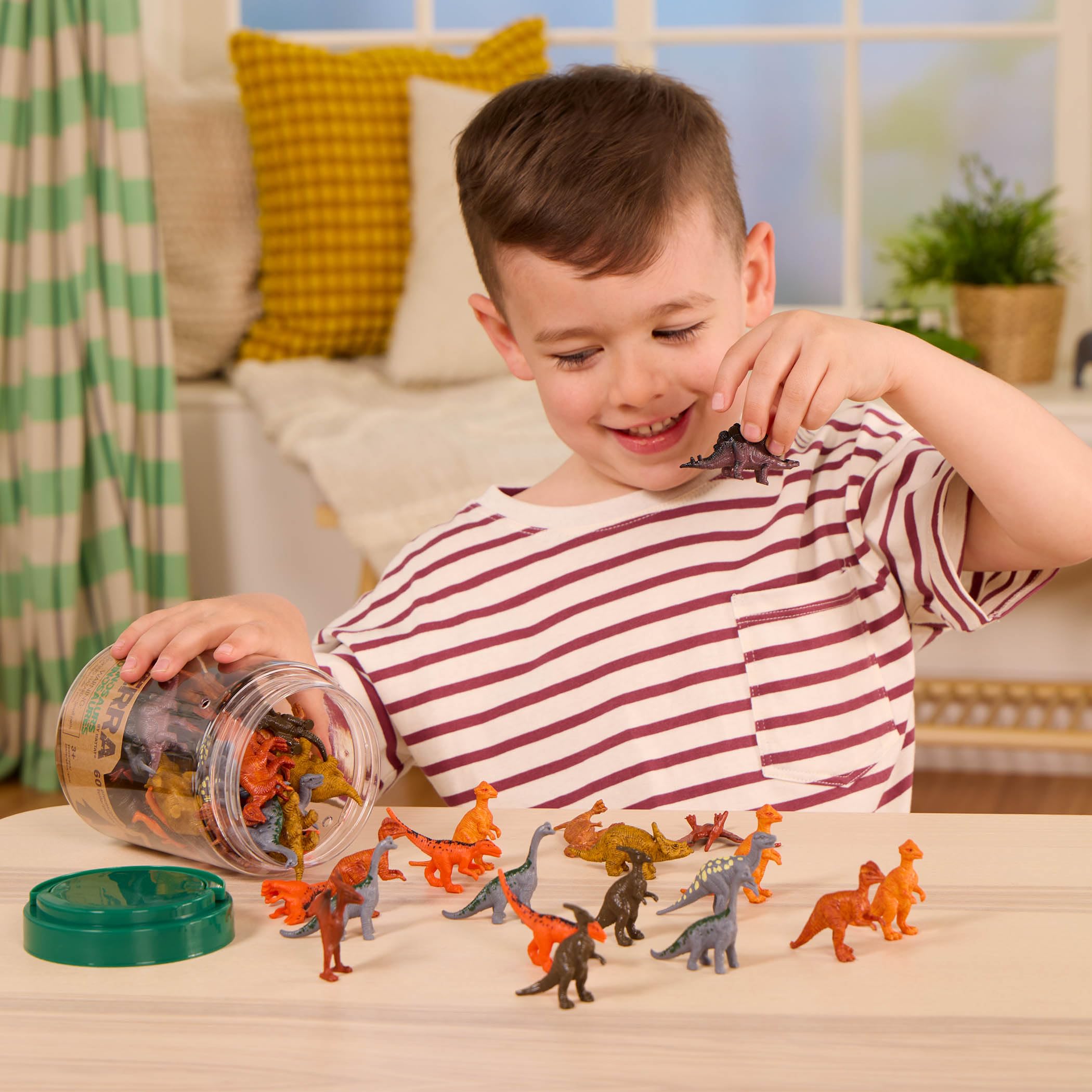 Terra by Battat 60-Piece Miniature Dinosaur Figures Tube | Assorted Plastic Animals for Ages 3+ 4
