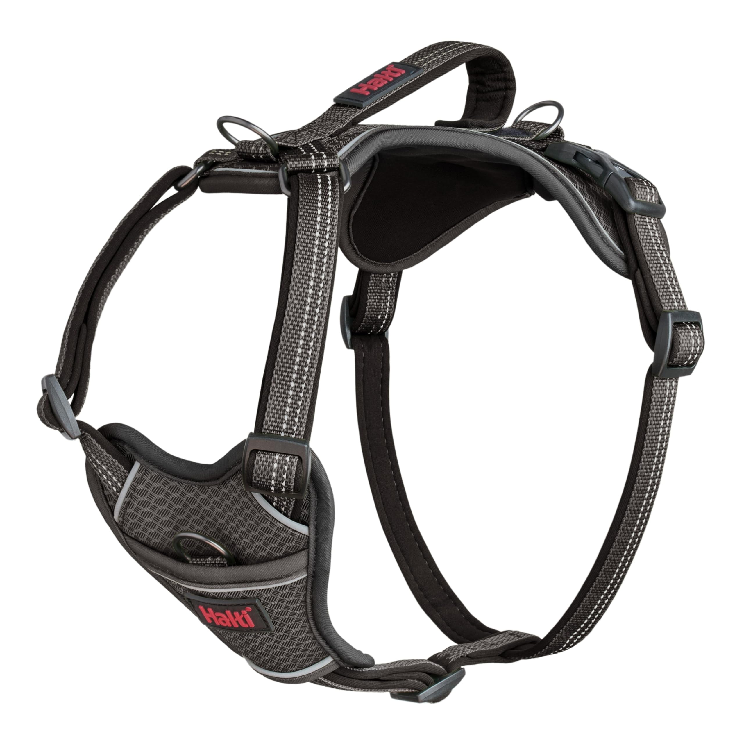 Halti Anatomy Dog Harness with Handle - Padded, Adjustable & Reflective | Size L, Grey