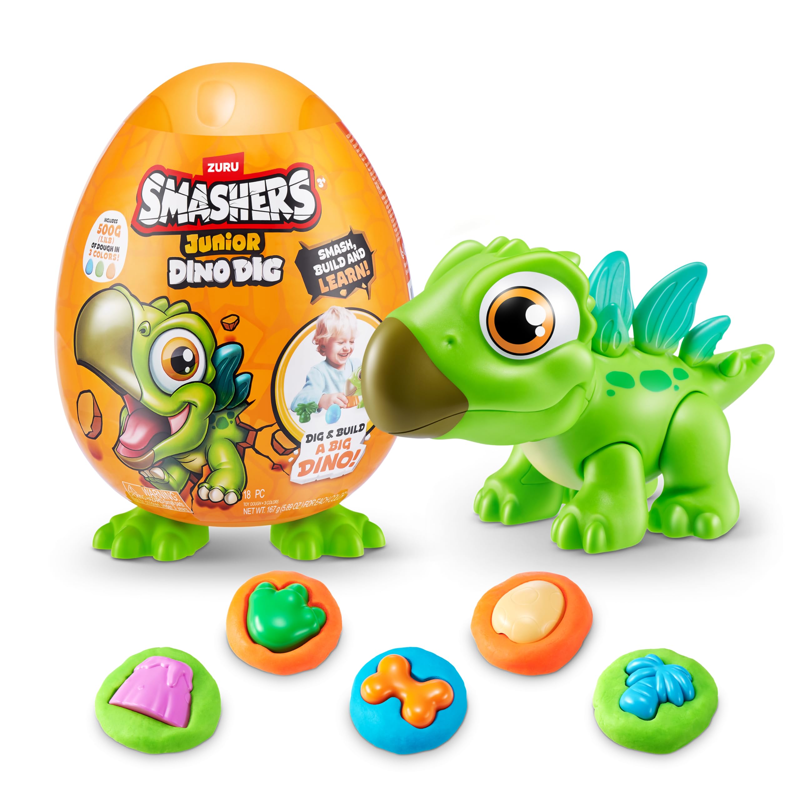 Smashers Junior Dino Dig Egg - Stegosaurus Build & Play Sensory Toy for Toddlers 18m+ 1