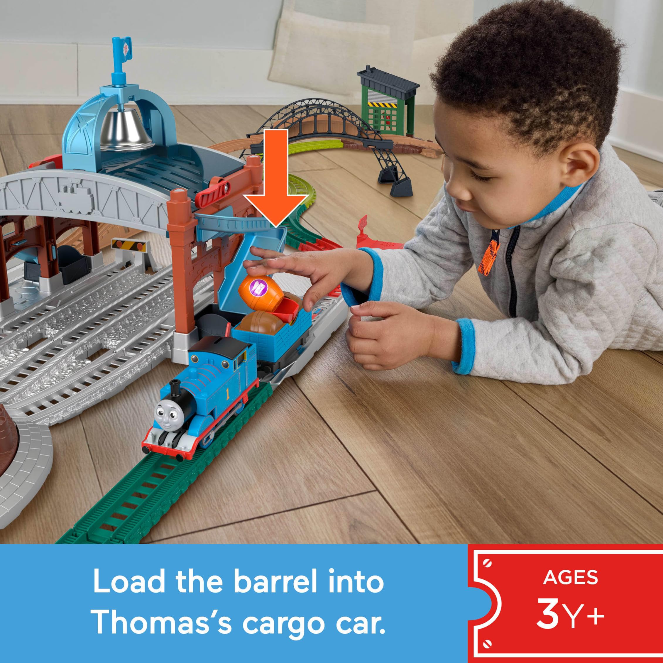 THOMAS & FRIENDS Load & Launch Barrel Delivery Set - Motorized Engine | 18ft Track | Ages 3+ | JGY30