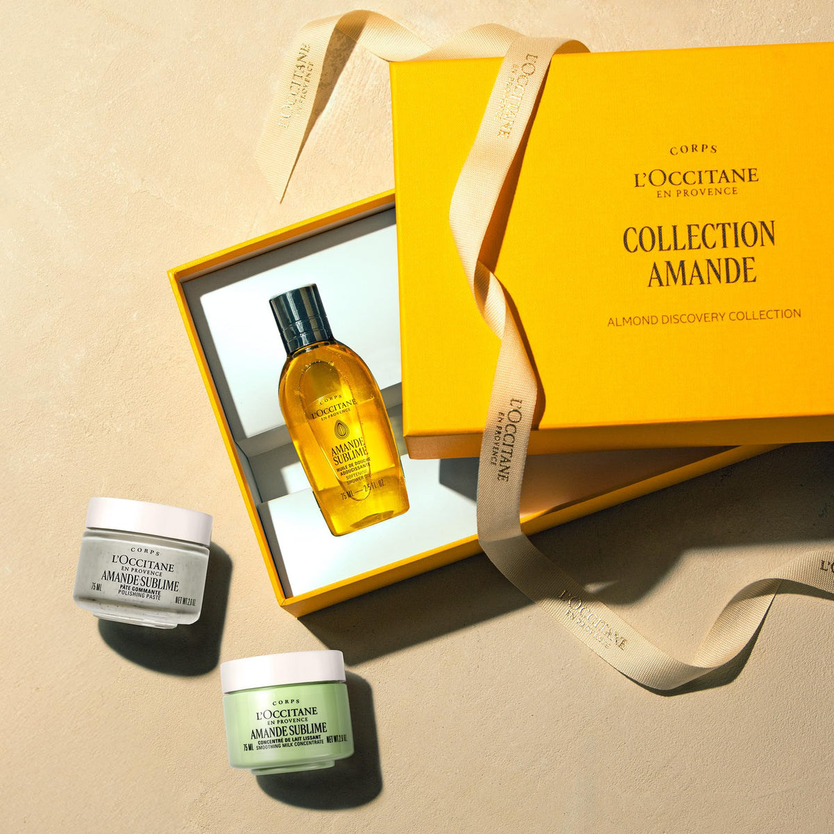L'OCCITANE Almond (Amande Sublime) Body Care Trio Gift Set - Enriched with Sweet Almond Oil for Supple, Smooth Skin