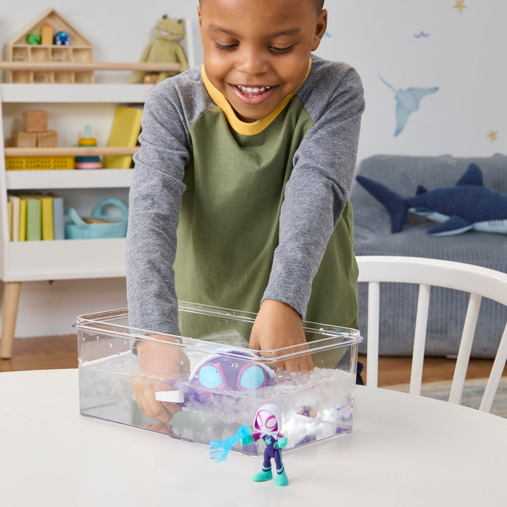 Spidey and His Amazing Friends Marvel Water-Webs Ghost Turtle Submarine Toy - Color-Change Eyes & Action Figure Playset