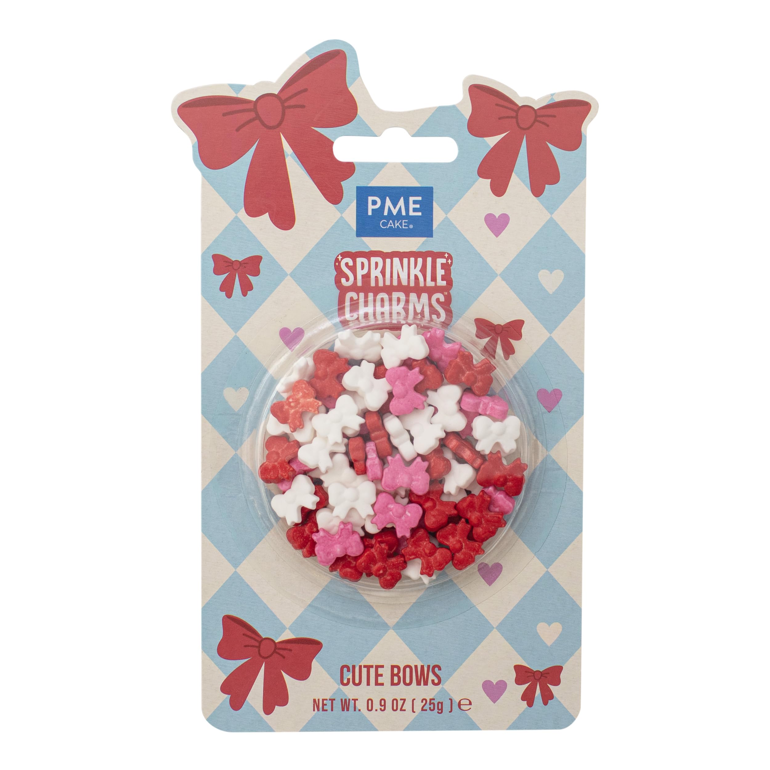 PME Cute Bows Edible Cupcake Toppers Sprinkle Charms | 25g | Rainbow | 10mm